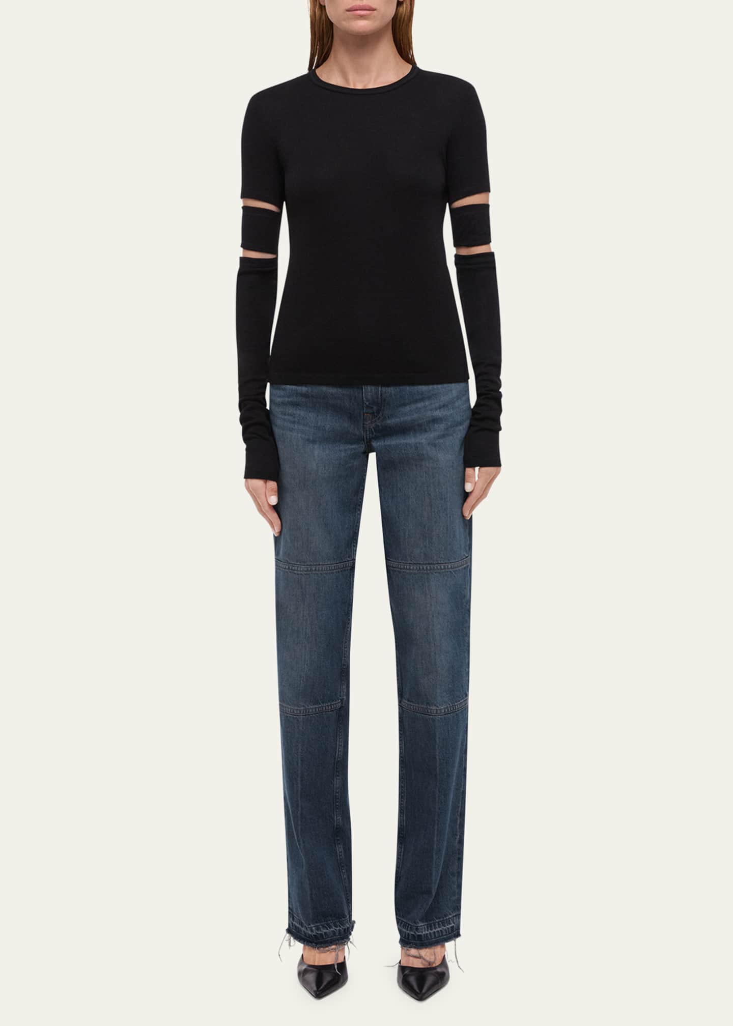 Helmut Lang Long-Sleeve Slash Top - Bergdorf Goodman