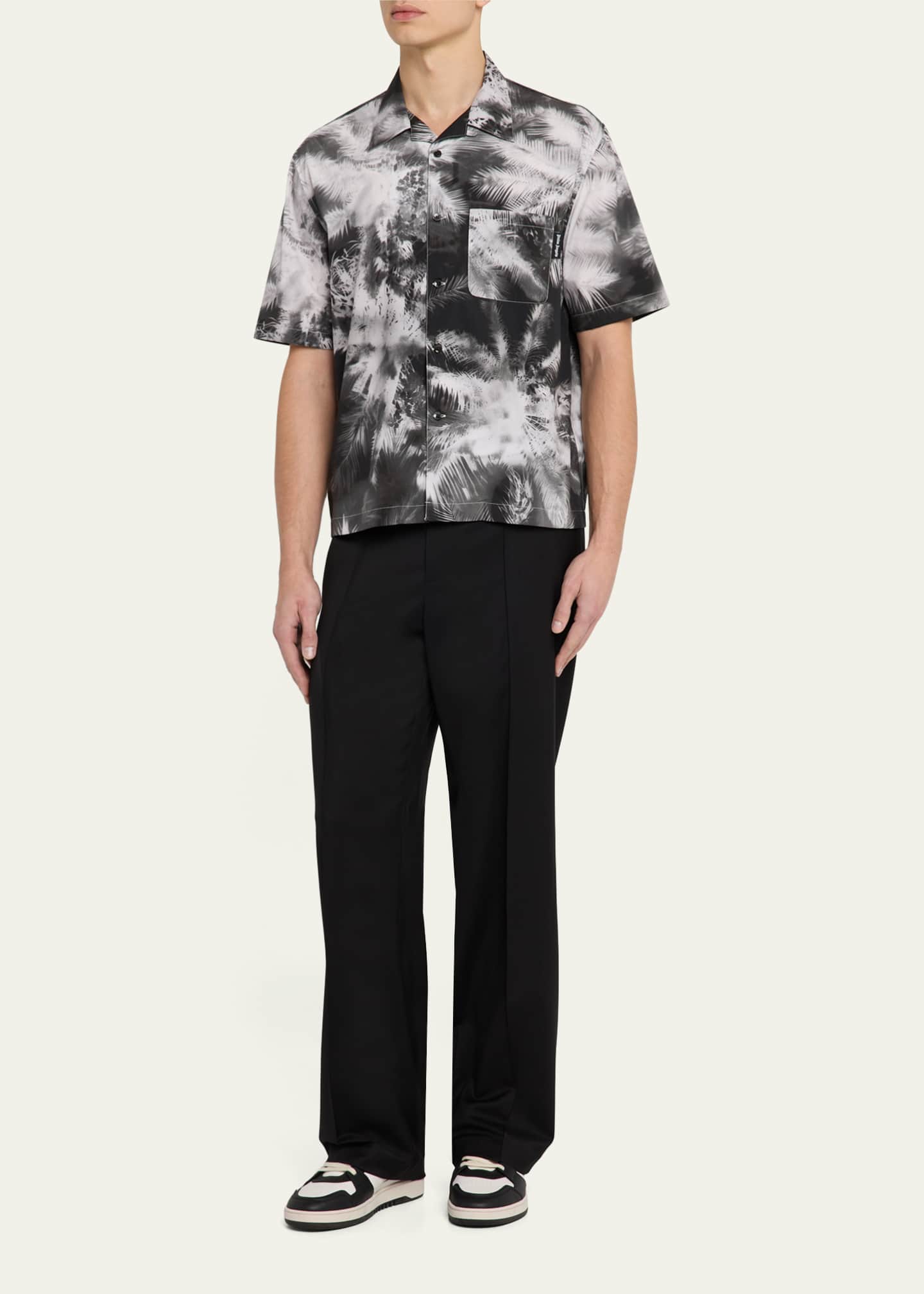 Palm Angels Men's Abstract Palm-Print Camp Shirt Image 2 of 5