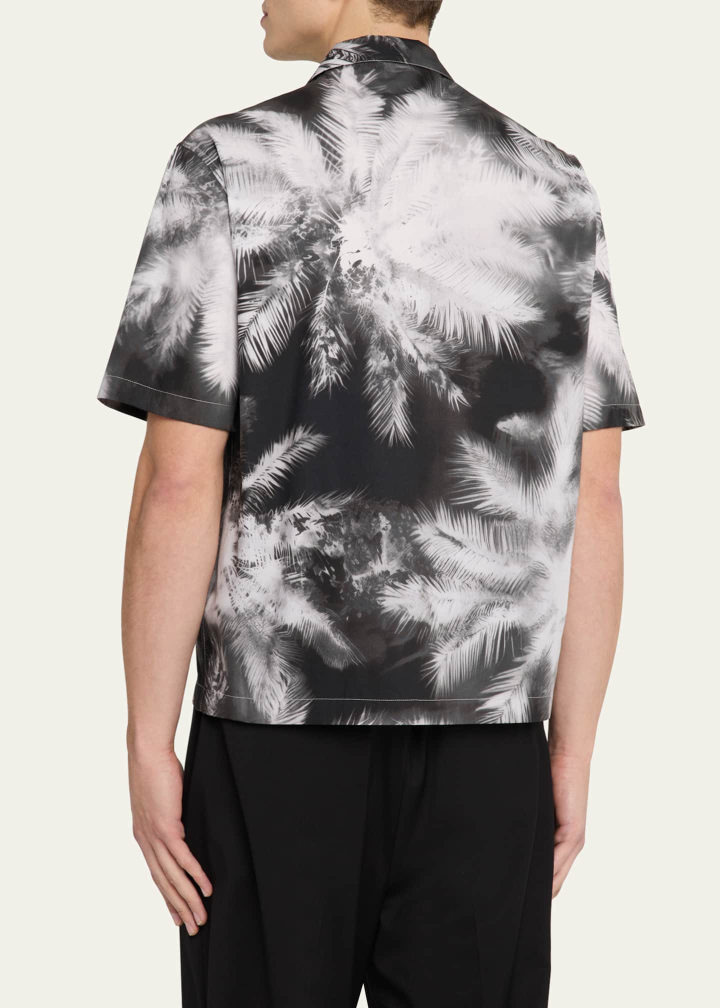 Palm Angels Men's Abstract Palm-Print Camp Shirt Image 3 of 5