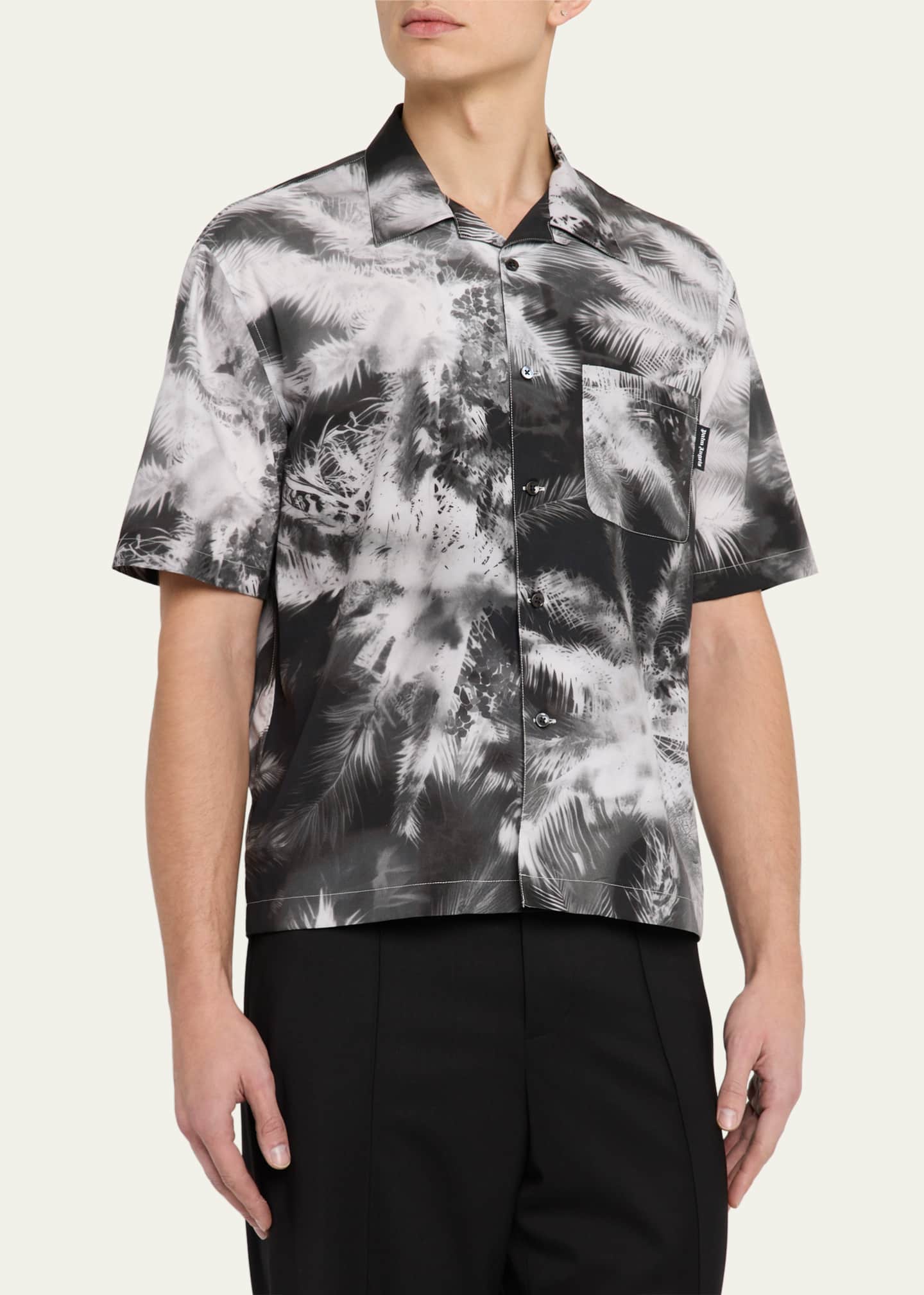 Palm Angels Men's Abstract Palm-Print Camp Shirt Image 4 of 5
