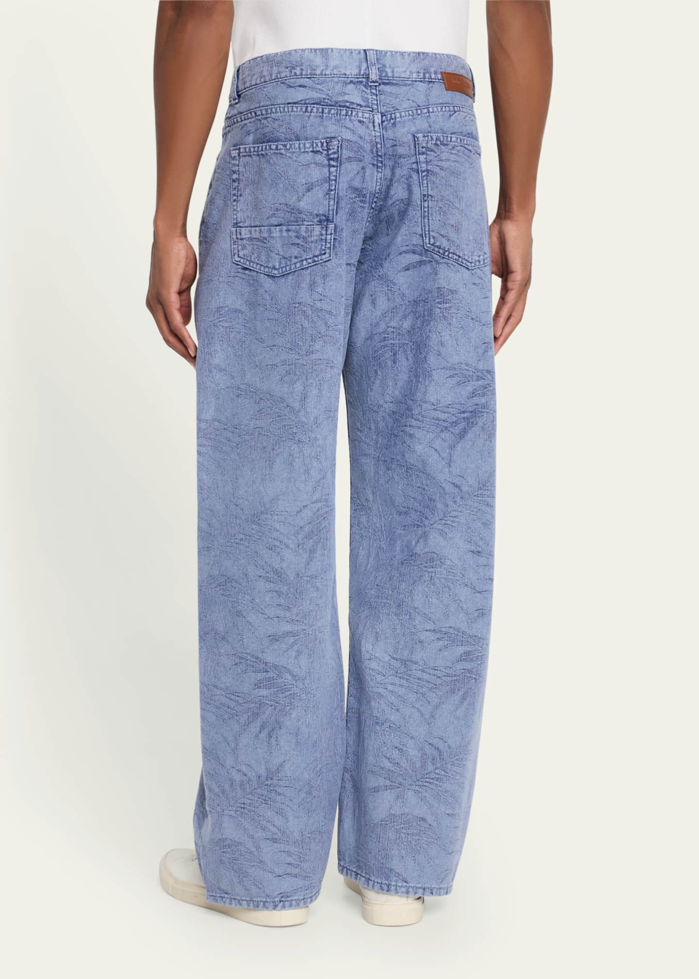 Palm Angels Men's Palm Leaf Jacquard Loose-Fit Jeans Image 3 of 5