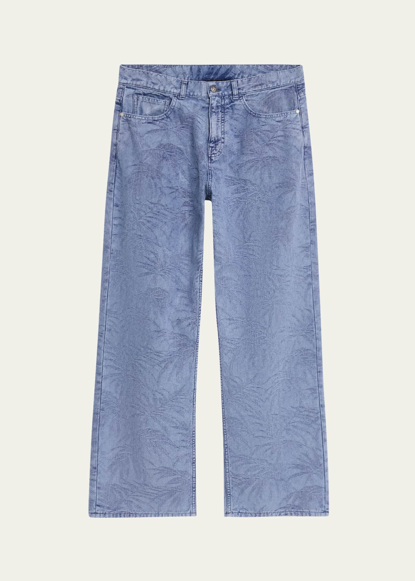 Palm Angels Men's Palm Leaf Jacquard Loose-Fit Jeans Image 1 of 5