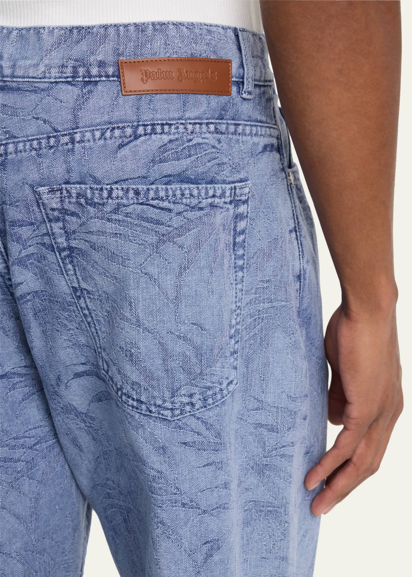 Palm Angels Men's Palm Leaf Jacquard Loose-Fit Jeans Image 5 of 5