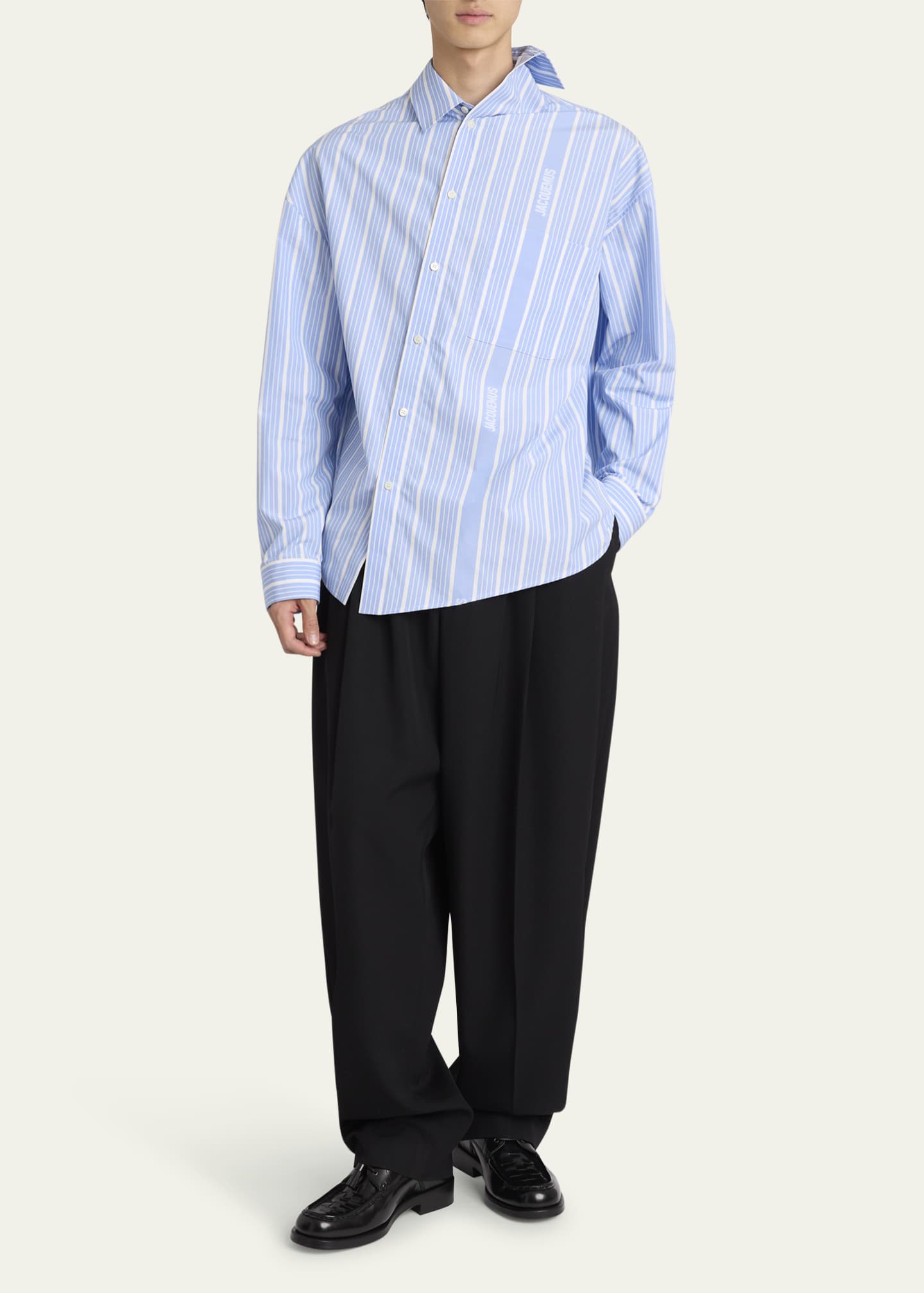 Jacquemus Men's La Chemise Cuadro Asymmetric Sport Shirt Image 2 of 5