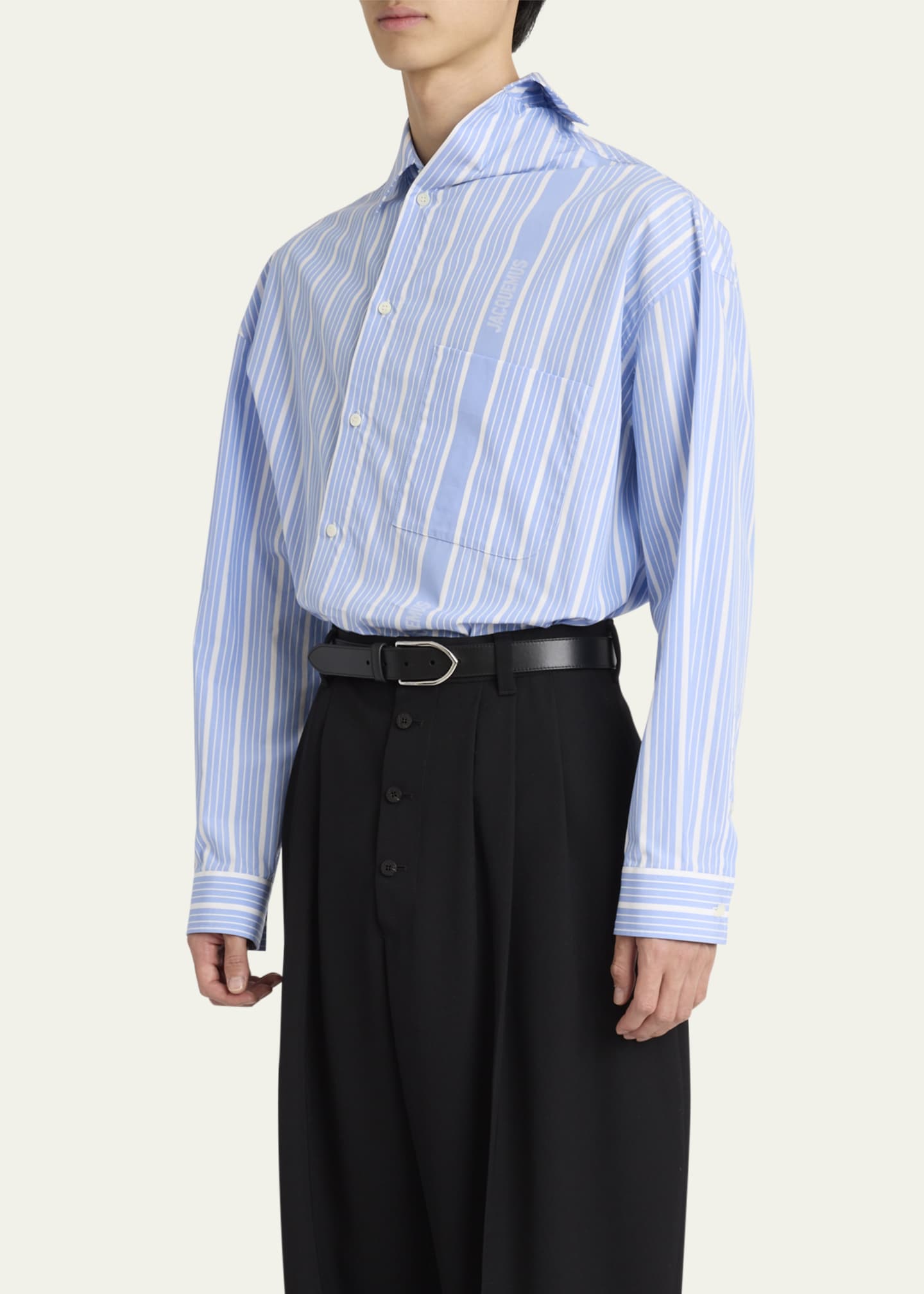 Jacquemus Men's La Chemise Cuadro Asymmetric Sport Shirt Image 4 of 5