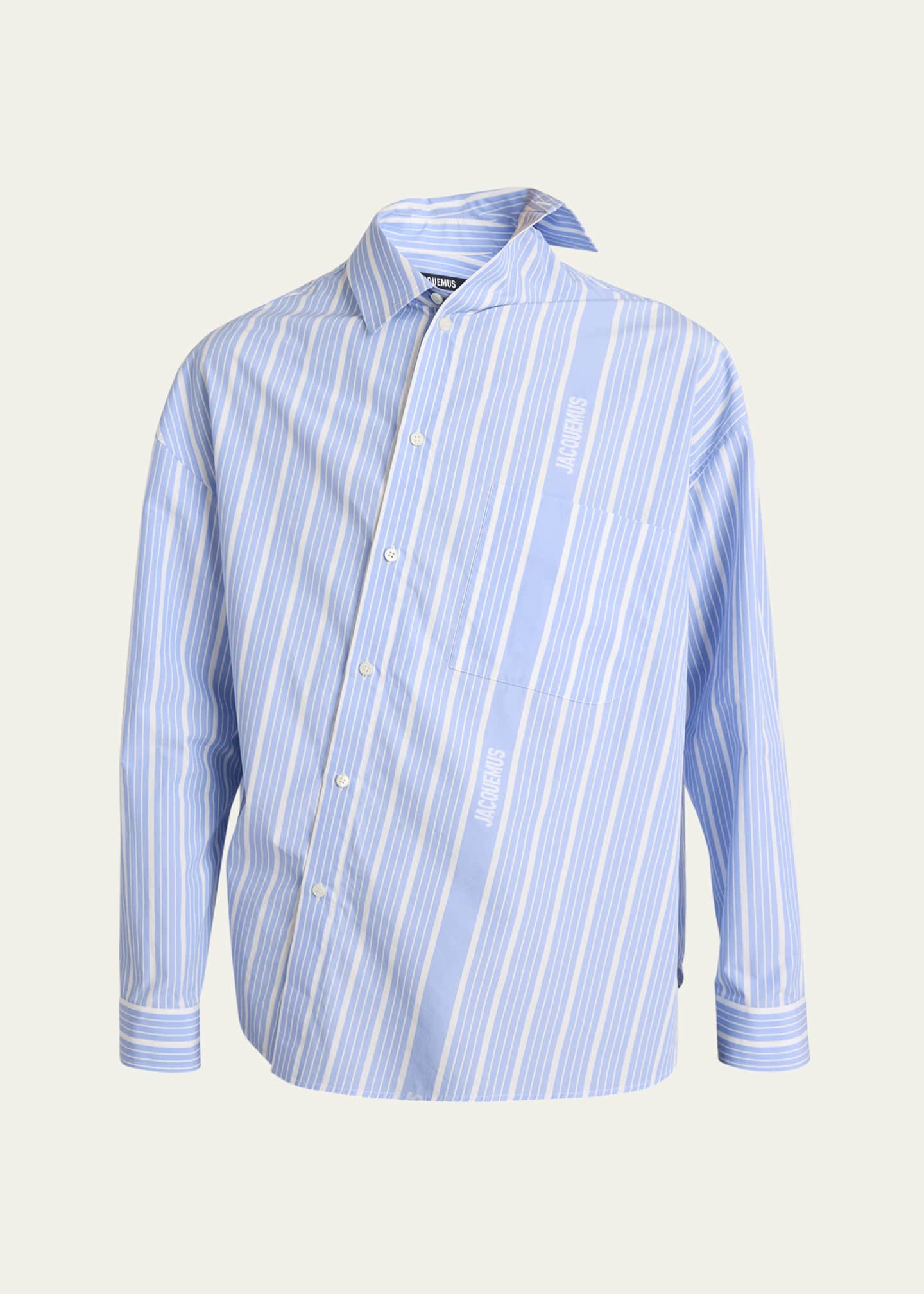 Jacquemus Men's La Chemise Cuadro Asymmetric Sport Shirt Image 1 of 5