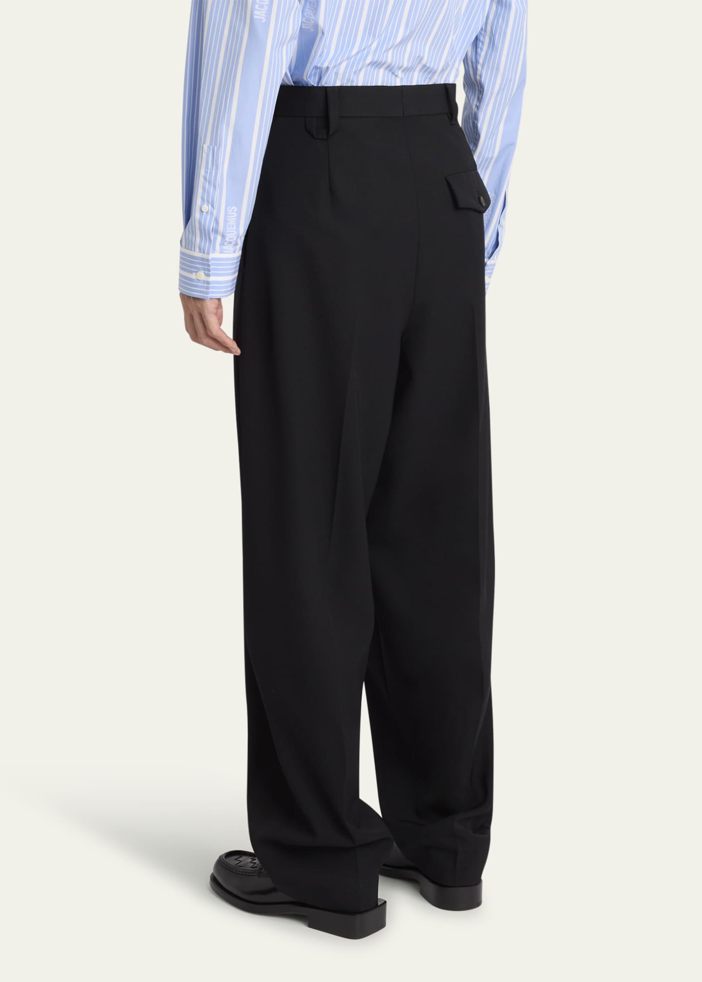 Jacquemus Men's Le Pantalon Fernando Wool Pleated Pants Image 3 of 5