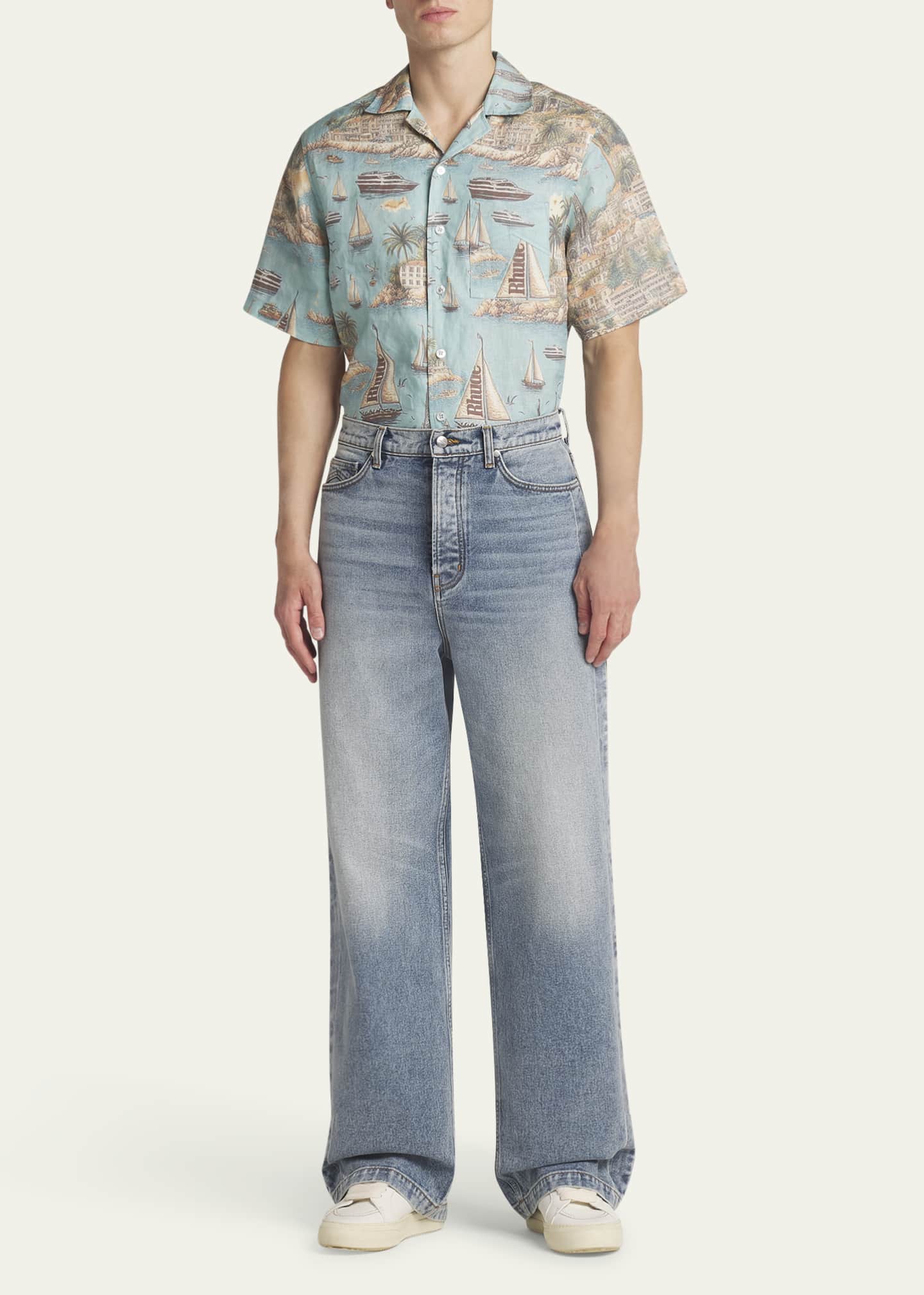 Rhude Men's Wide-Leg Track Jeans Image 2 of 5