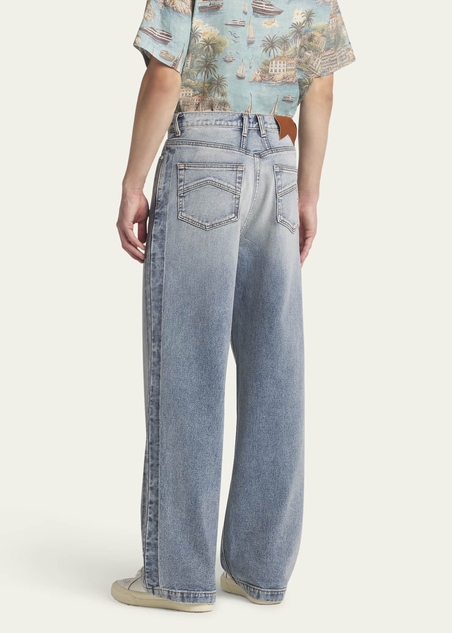 Rhude Men's Wide-Leg Track Jeans Image 3 of 5
