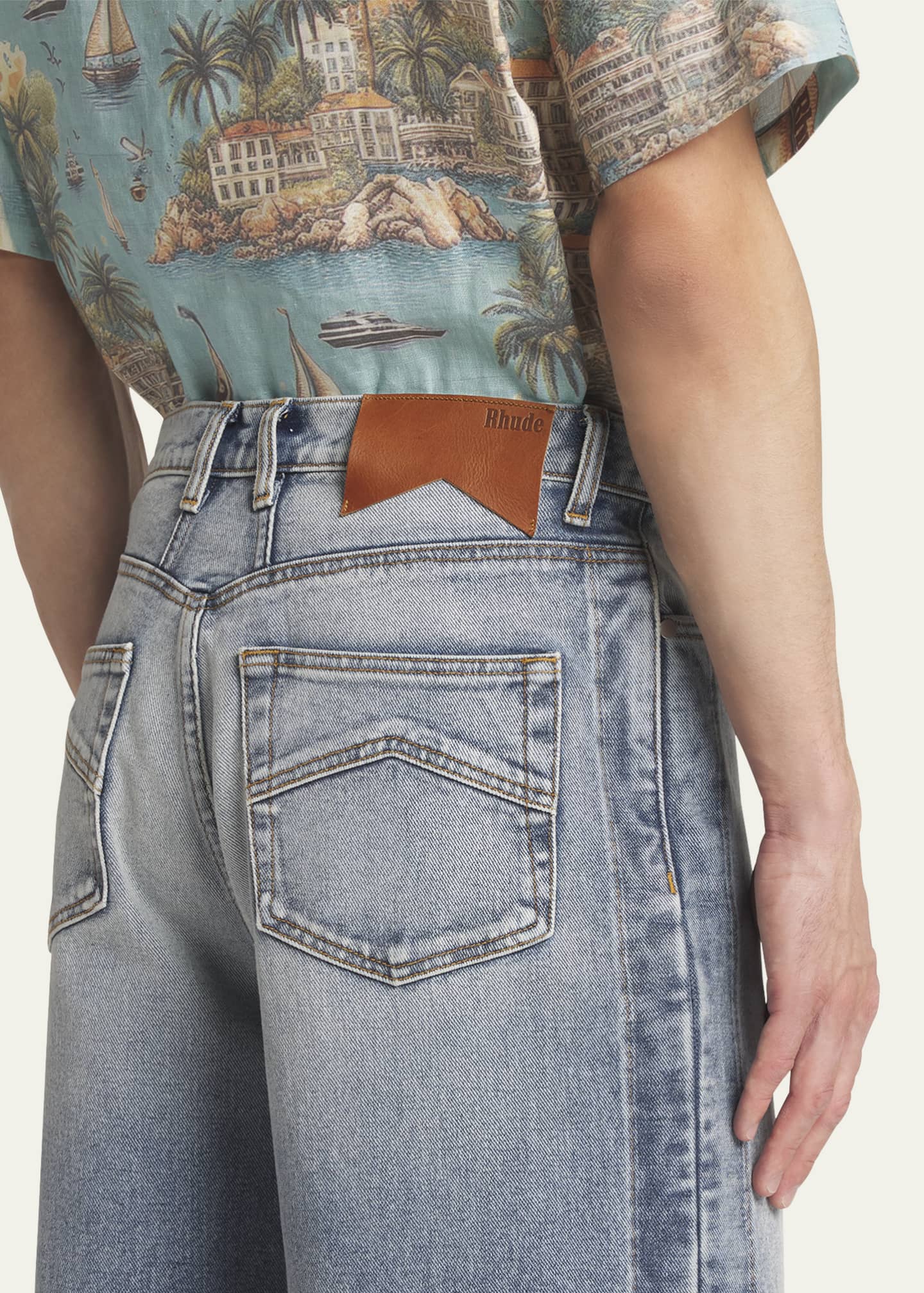 Rhude Men's Wide-Leg Track Jeans Image 5 of 5