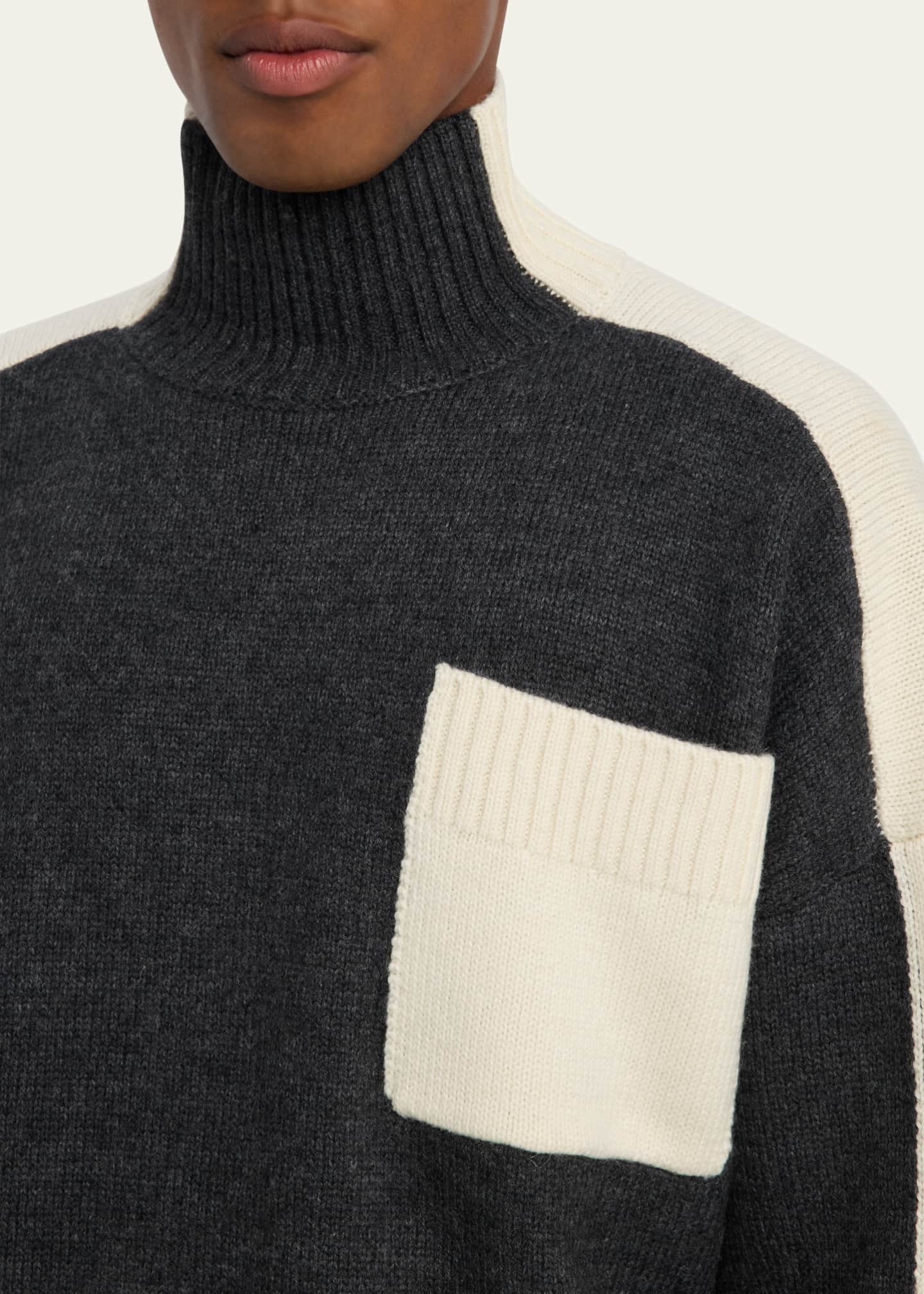 JW Anderson Men's Bicolor Wool-Blend Turtleneck Image 5 of 5