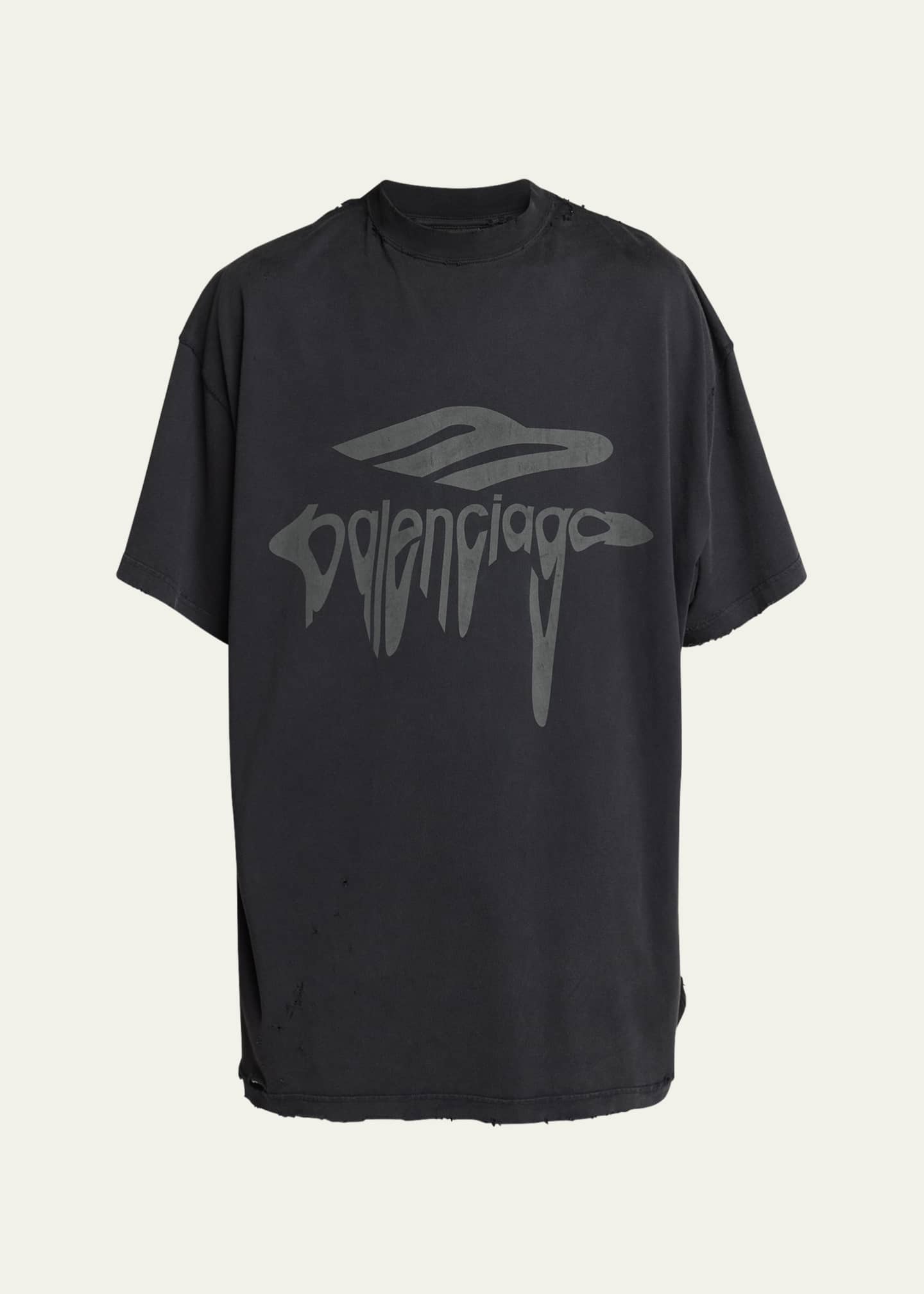 Balenciaga Men's Dripping Logo Oversized T-Shirt Image 1 of 5