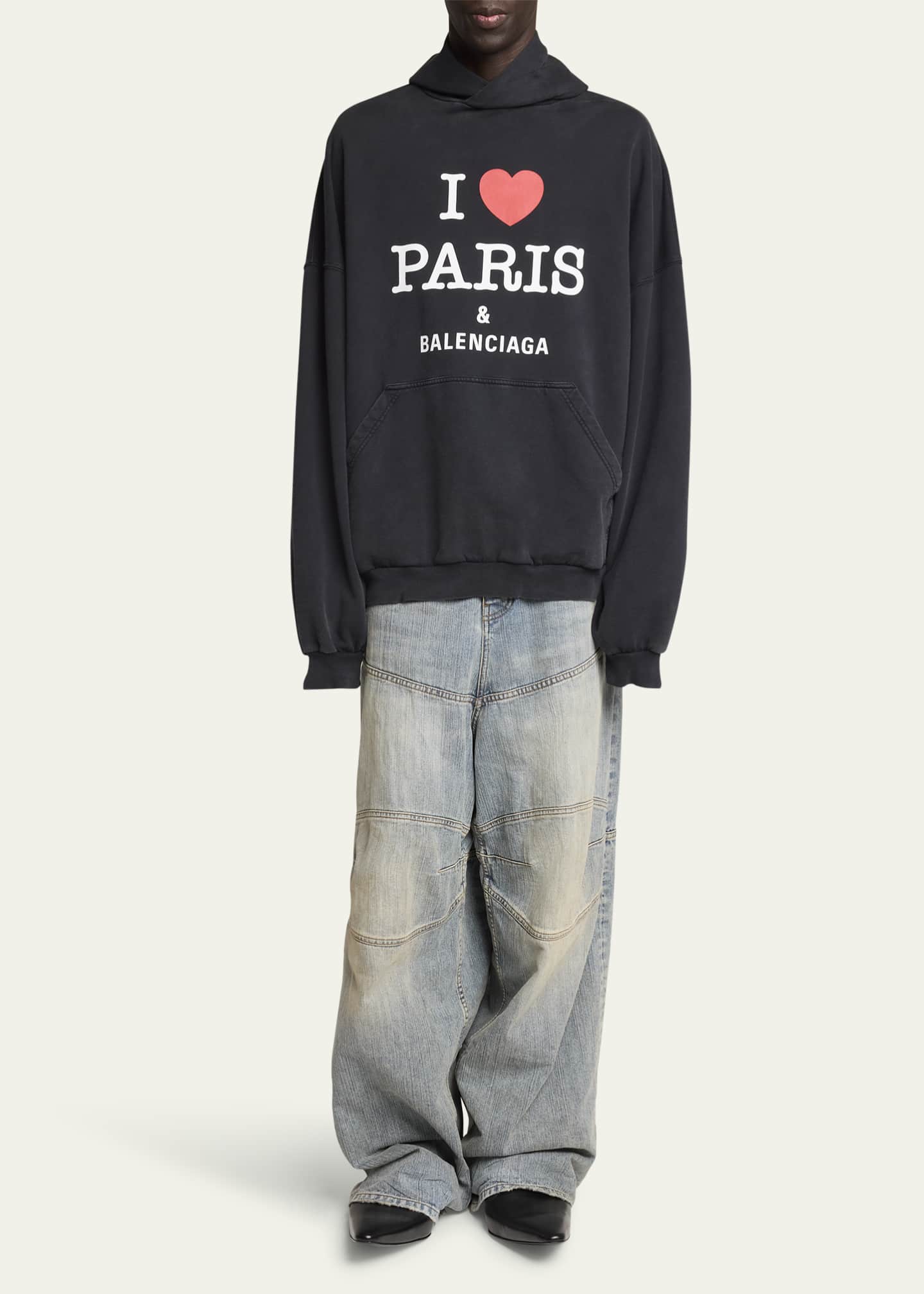 Balenciaga Men's I Love Paris Oversized Terry Hoodie