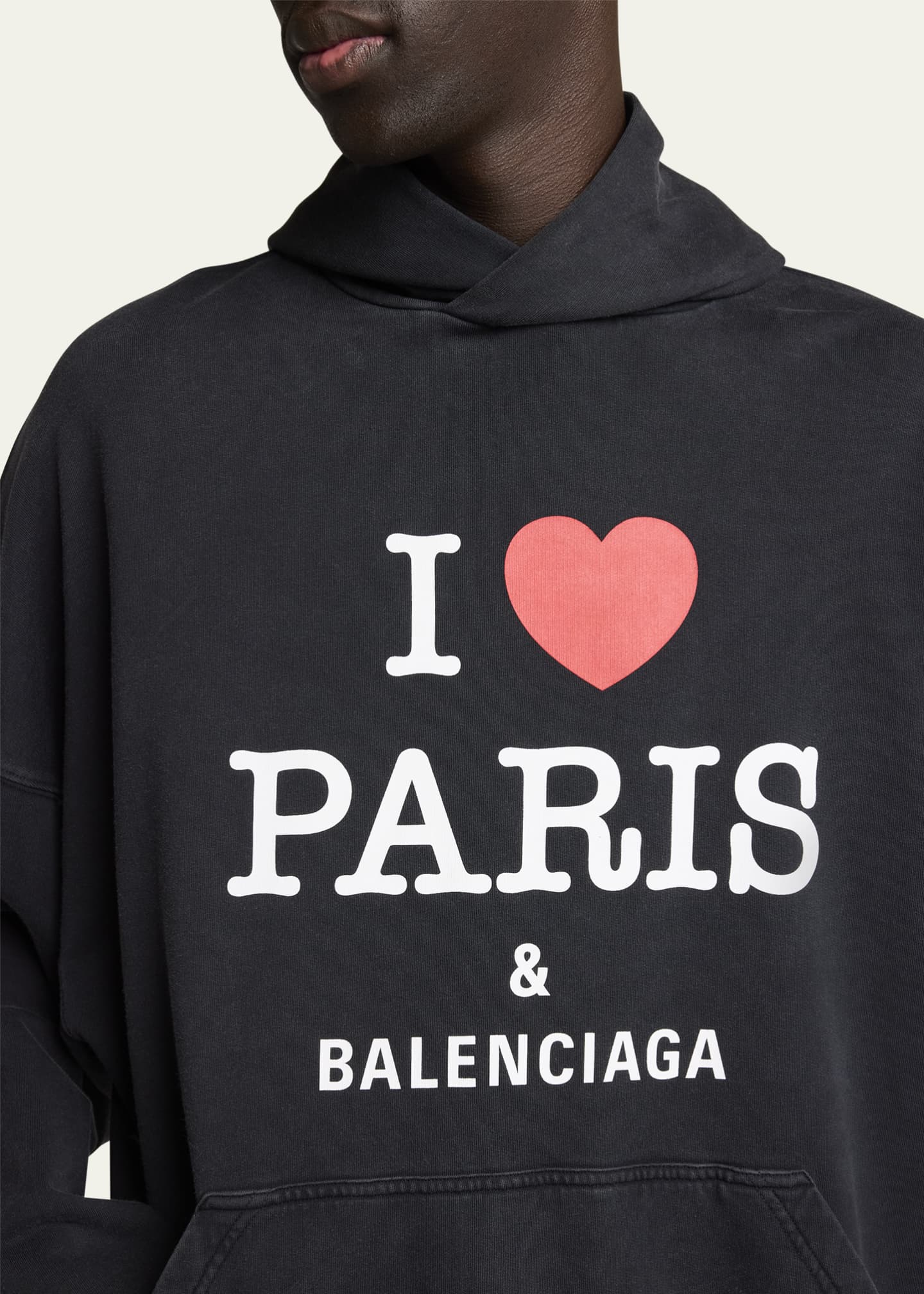 Balenciaga Men's I Love Paris Oversized Terry Hoodie