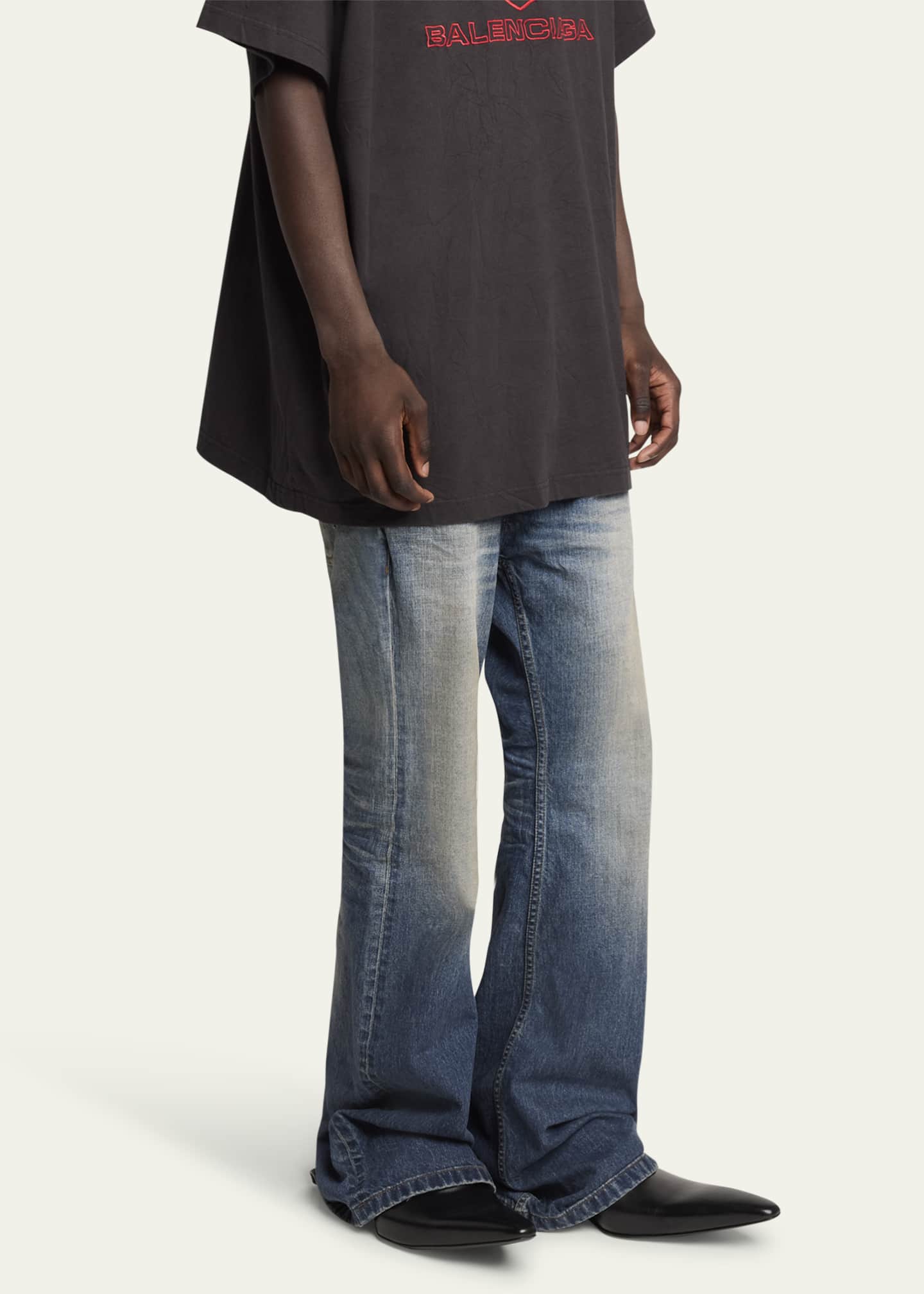 Balenciaga Men's Double-Layer Denim and Nylon Pants Image 4 of 5
