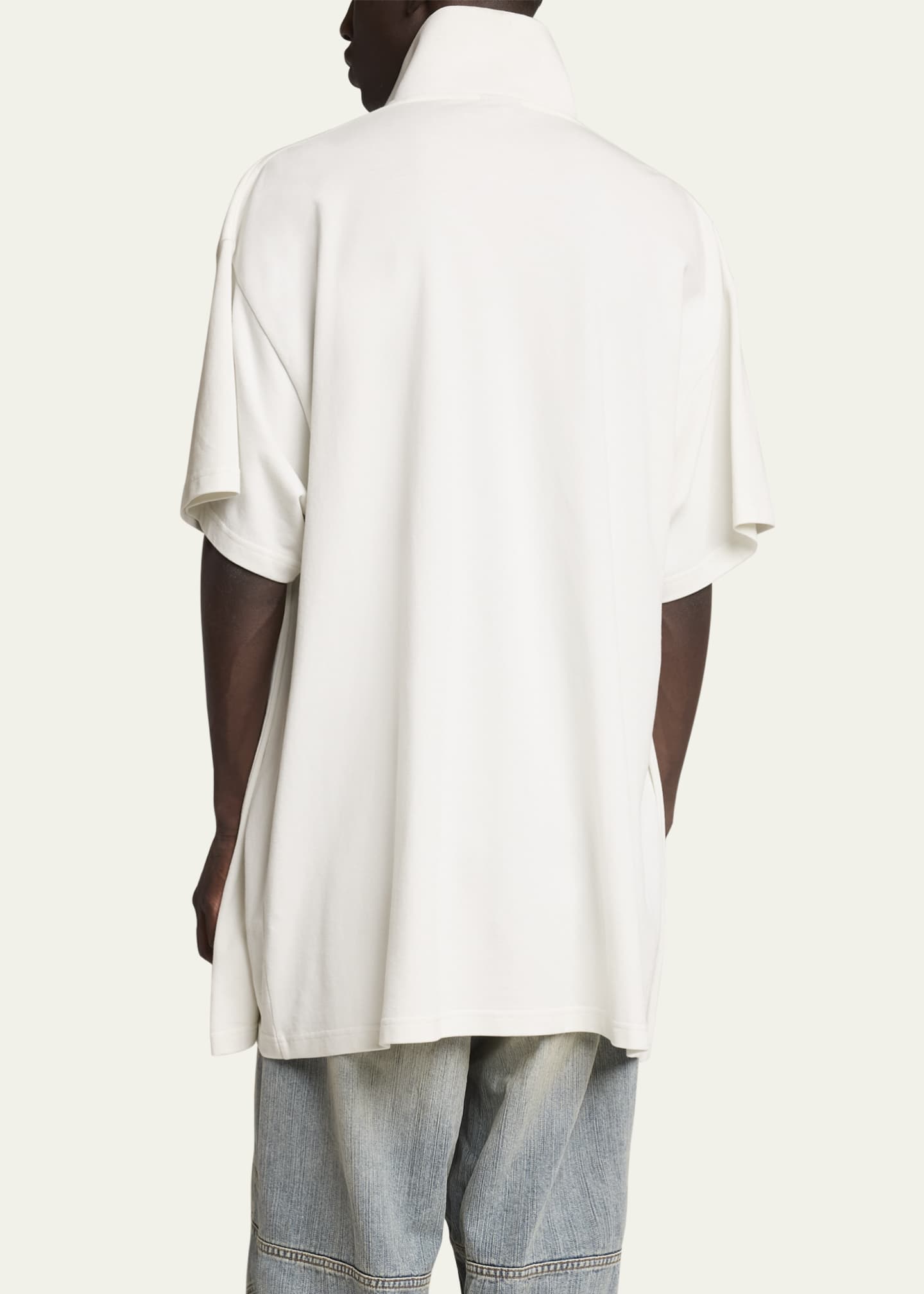 Balenciaga Men's Oversized Double-Layer Polo Shirt Image 3 of 5