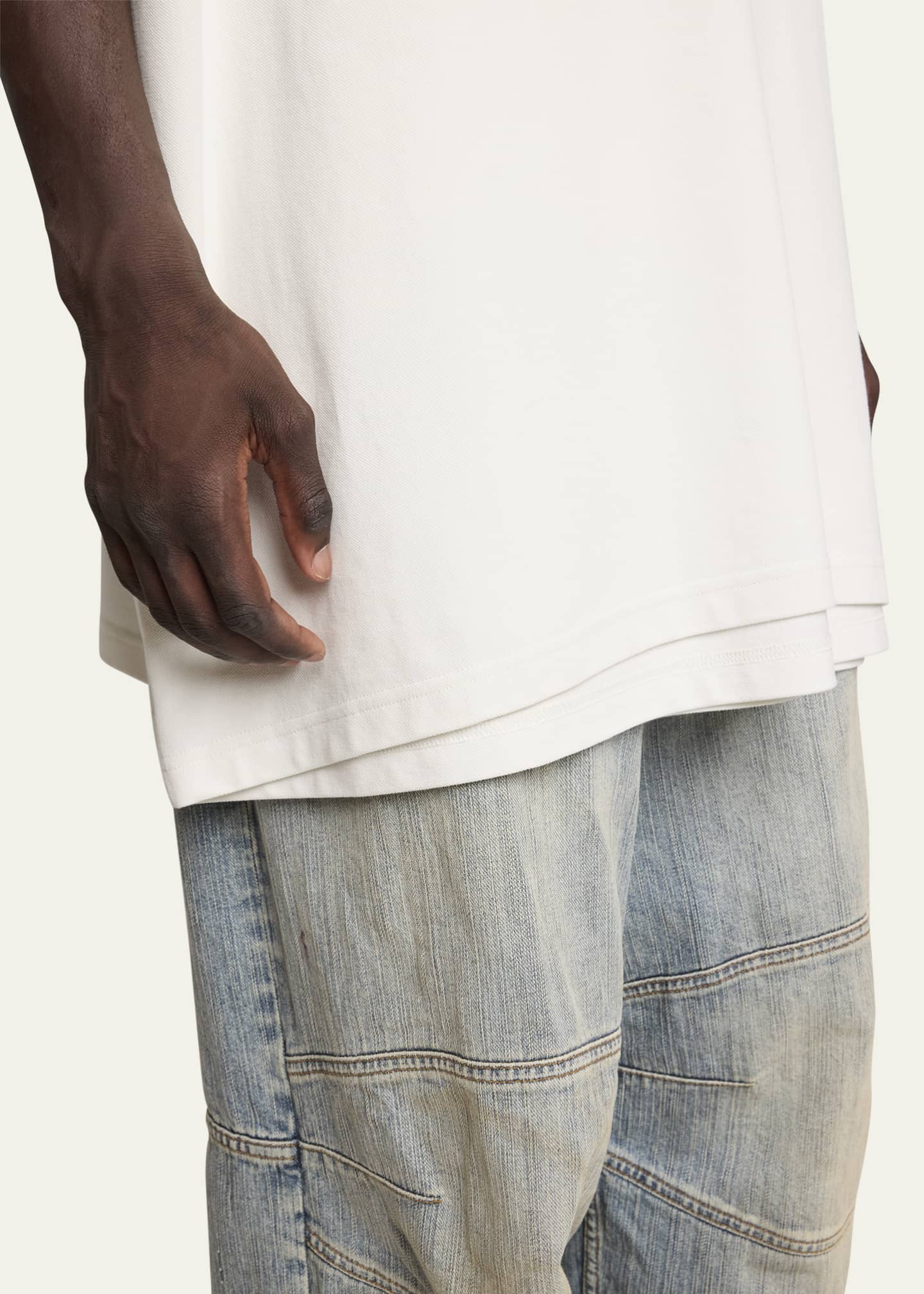 Balenciaga Men's Oversized Double-Layer Polo Shirt Image 5 of 5