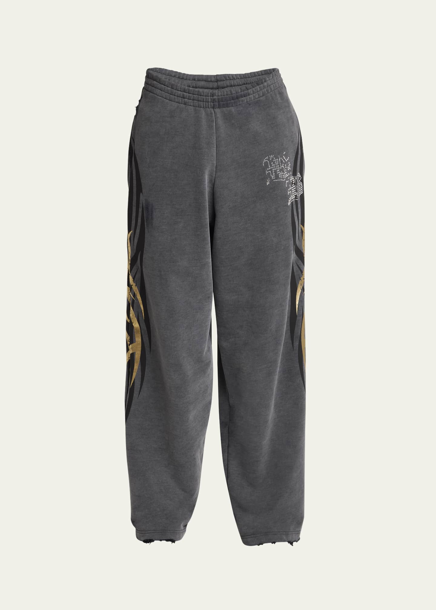 BALENCIAGA llic Tattoo Flare Sweatpants パンツ ロゴ Balenciaga Men's Terry Metallic Tattoo Flare Sweatpants