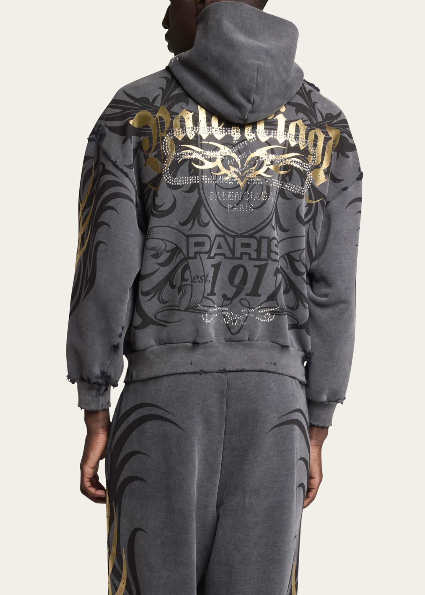 大人気定番商品 Balenciaga Men's Terry Metallic Tattoo Zip Hoodie - Bergdorf トップス