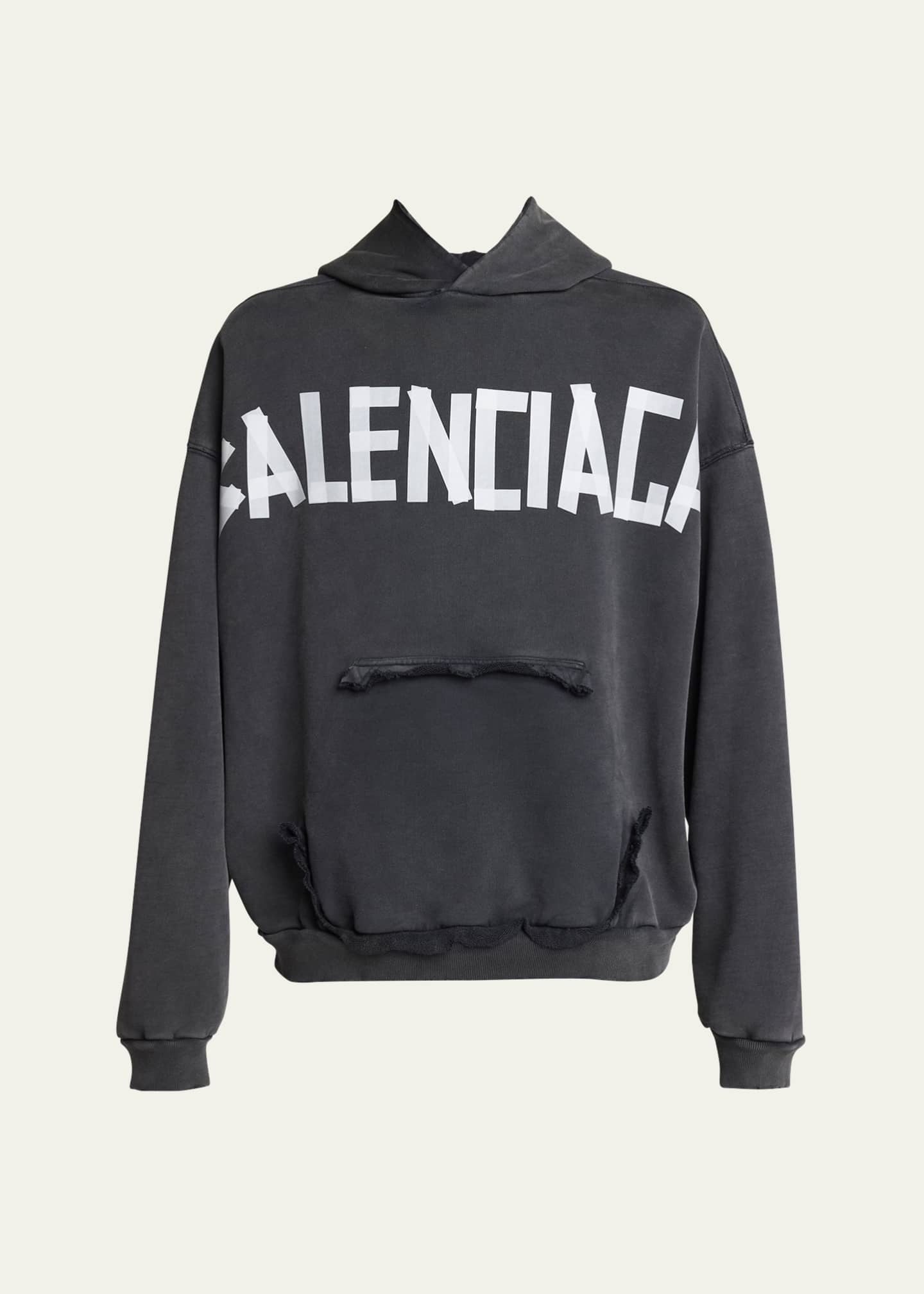 Balenciaga Men's Faded Terry Tape Hoodie Image 1 of 5
