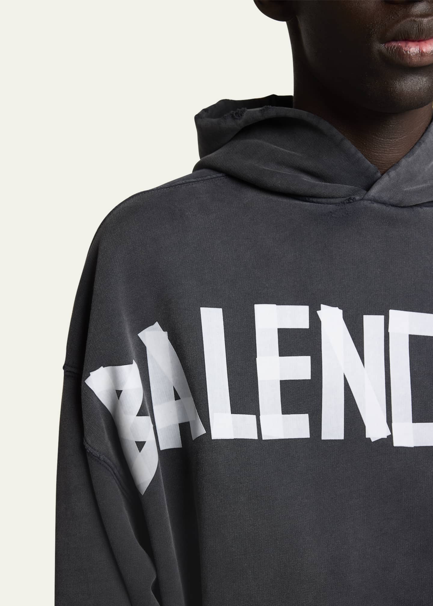 Balenciaga Men's Faded Terry Tape Hoodie Image 5 of 5