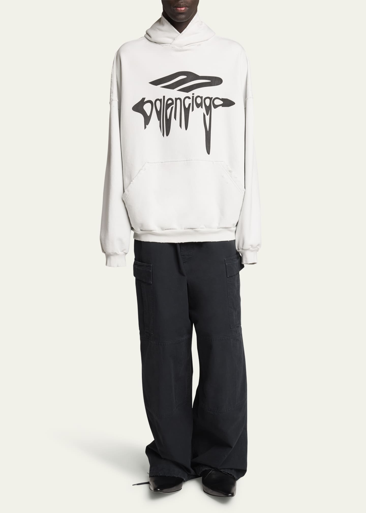 Balenciaga Men's Terry Drip Logo Hoodie Image 2 of 5