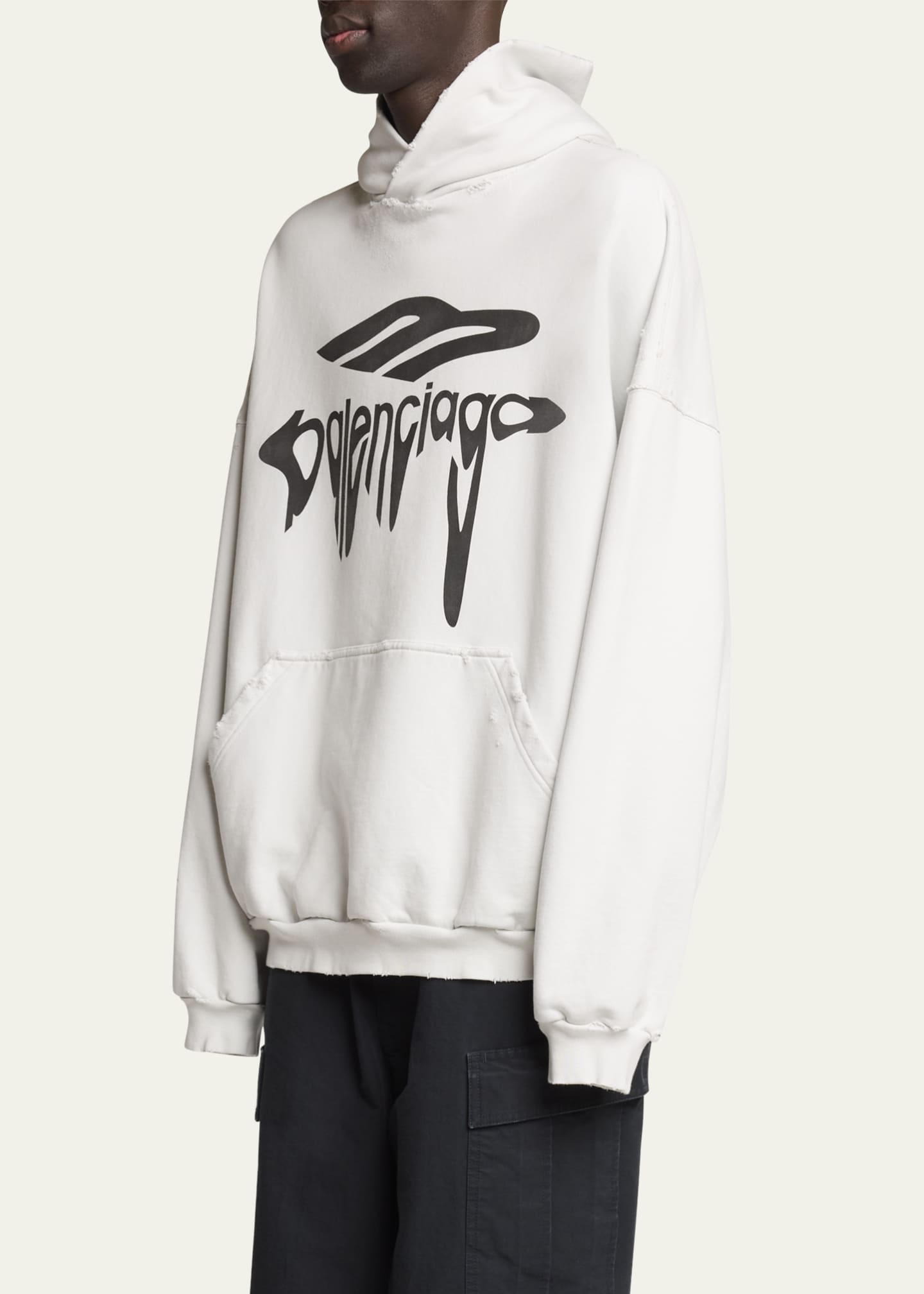 Balenciaga Men's Terry Drip Logo Hoodie Image 4 of 5