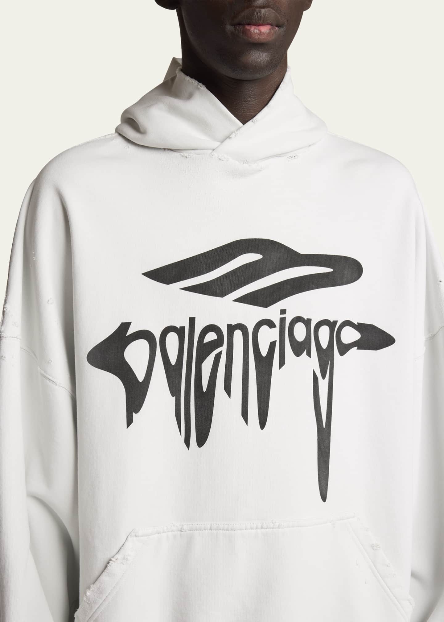 Balenciaga Men's Terry Drip Logo Hoodie Image 5 of 5