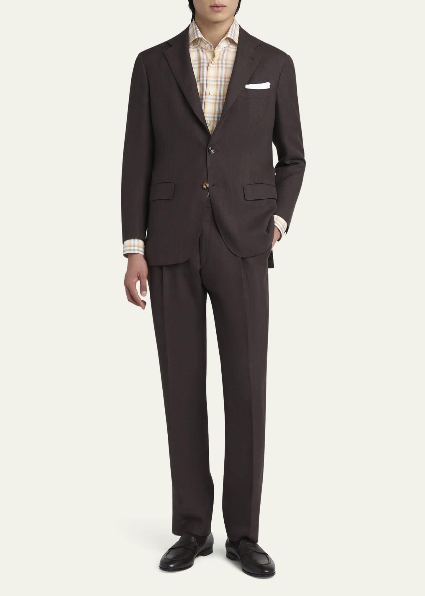 Kiton Men's Cashmere-Blend Plaid Suit Image 2 of 7