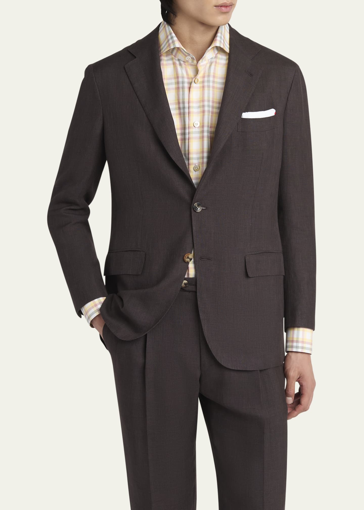 Kiton Men's Cashmere-Blend Plaid Suit Image 4 of 7