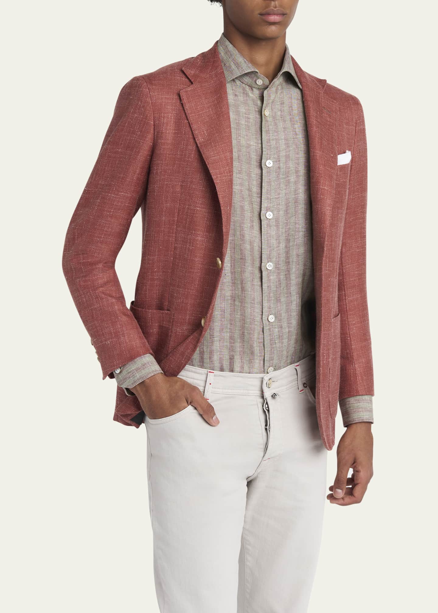 Kiton Men's Textured Twill Sport Coat Image 4 of 8