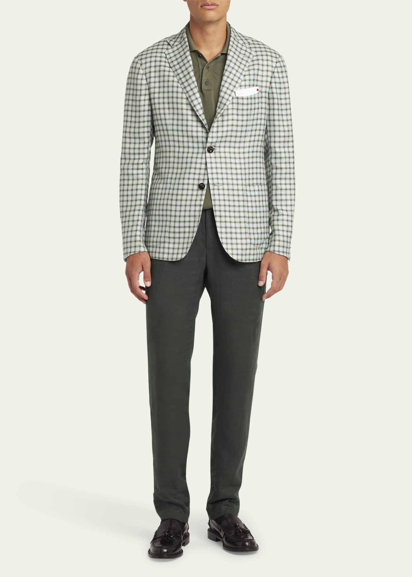 Kiton Men's Cashmere-Blend Check Sport Coat Image 2 of 7