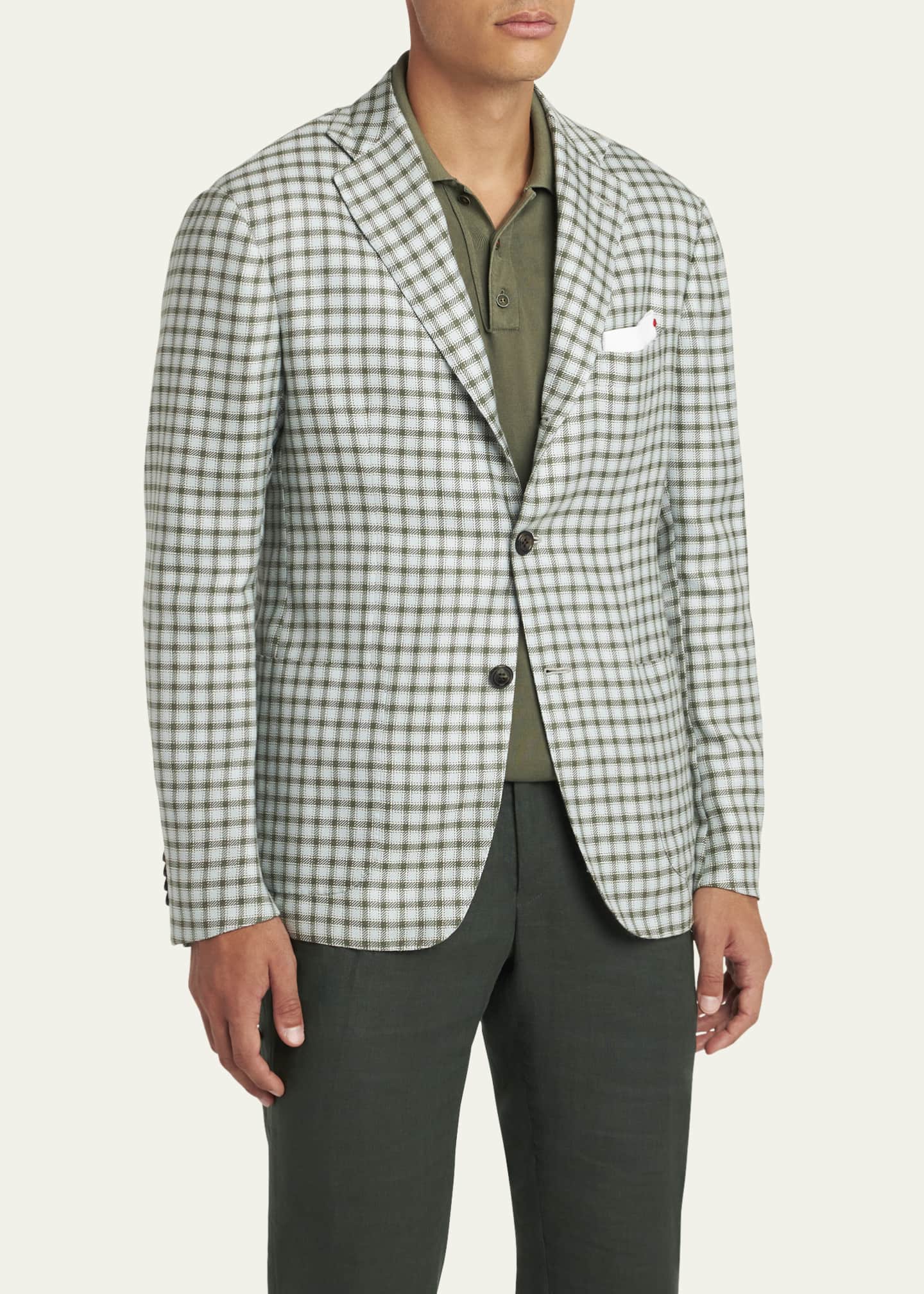 Kiton Men's Cashmere-Blend Check Sport Coat Image 4 of 7