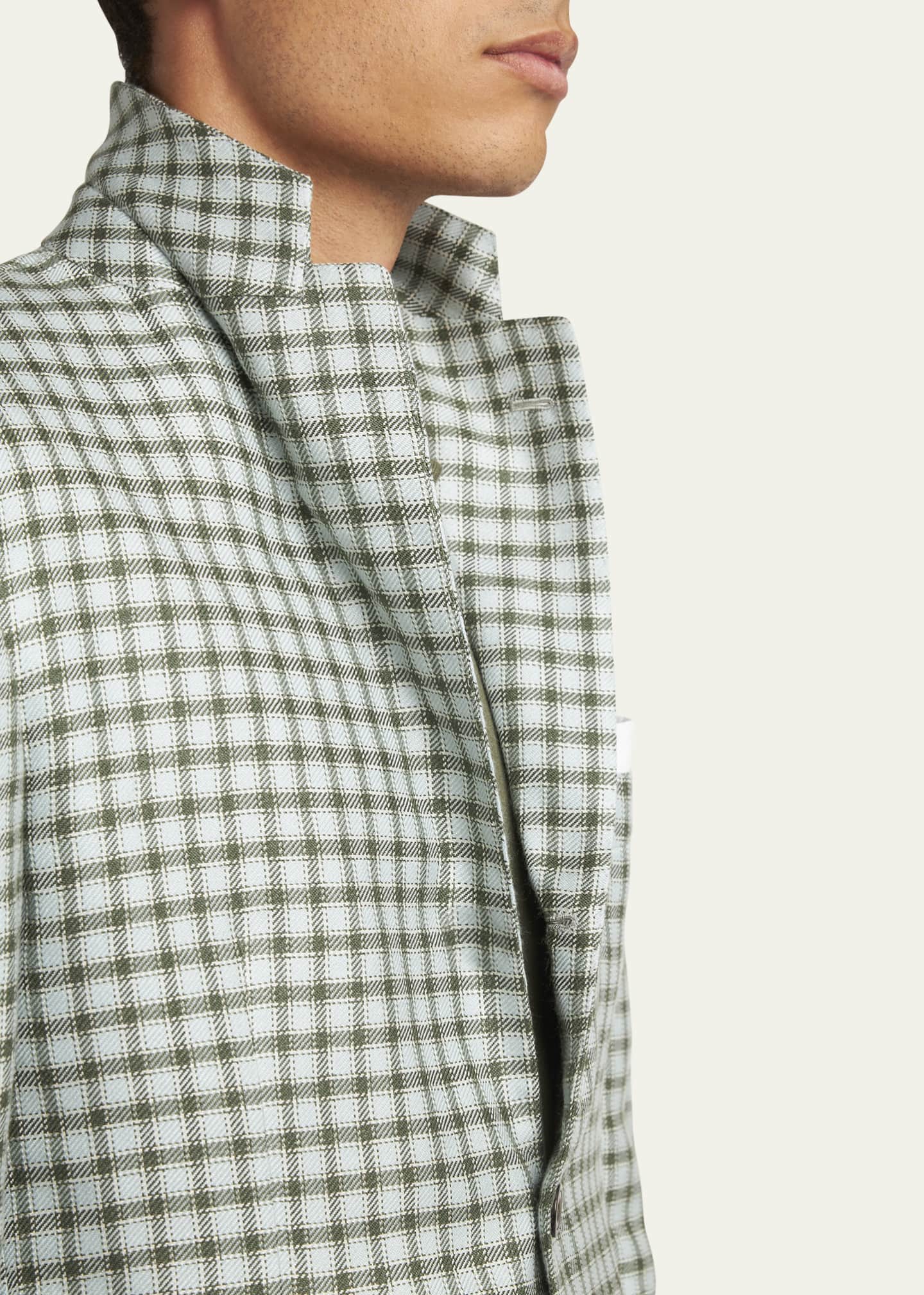 Kiton Men's Cashmere-Blend Check Sport Coat Image 6 of 7