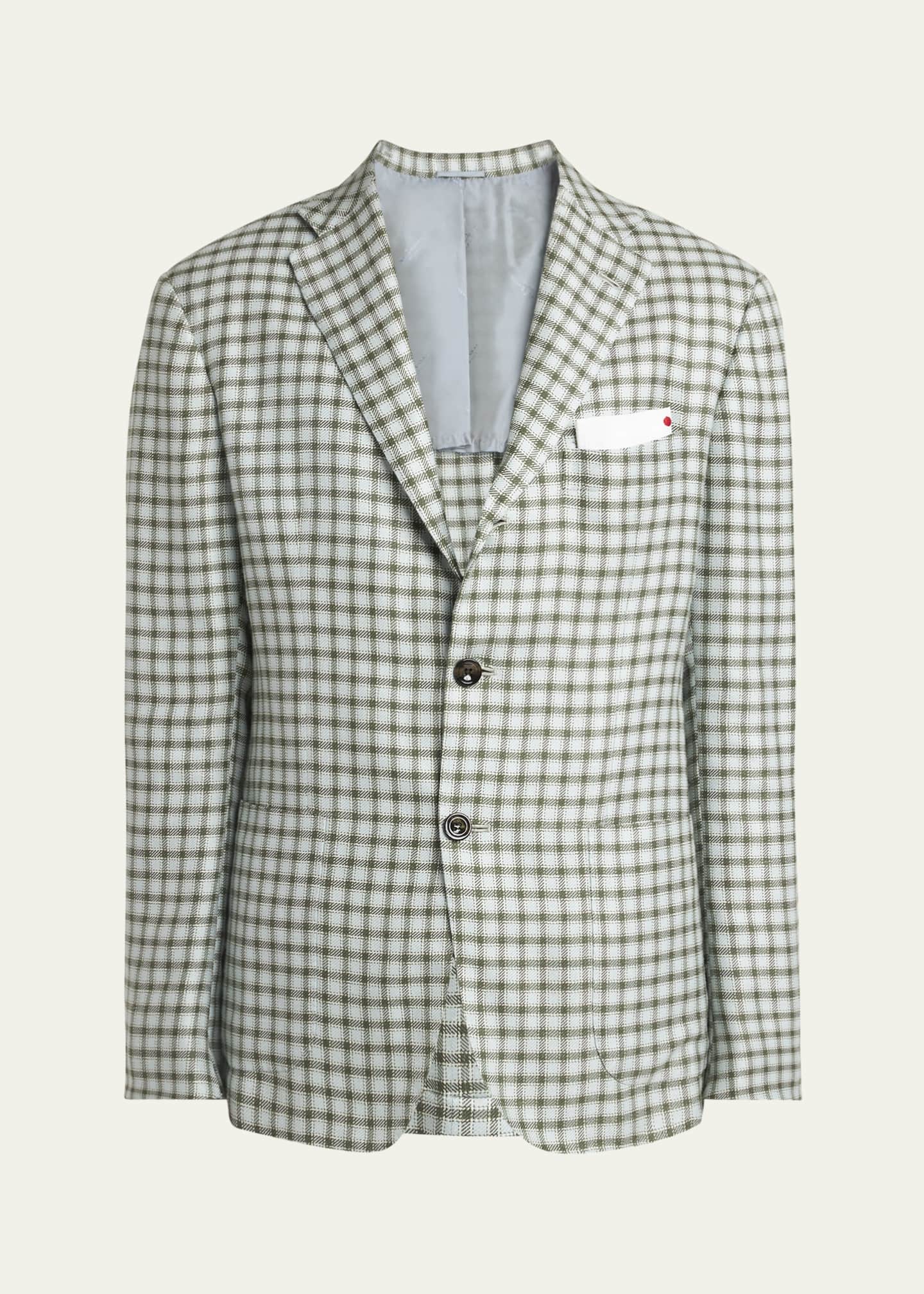 Kiton Men's Cashmere-Blend Check Sport Coat Image 1 of 7