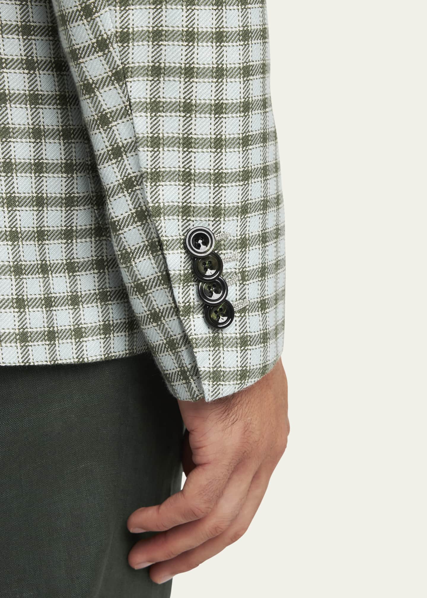 Kiton Men's Cashmere-Blend Check Sport Coat Image 7 of 7