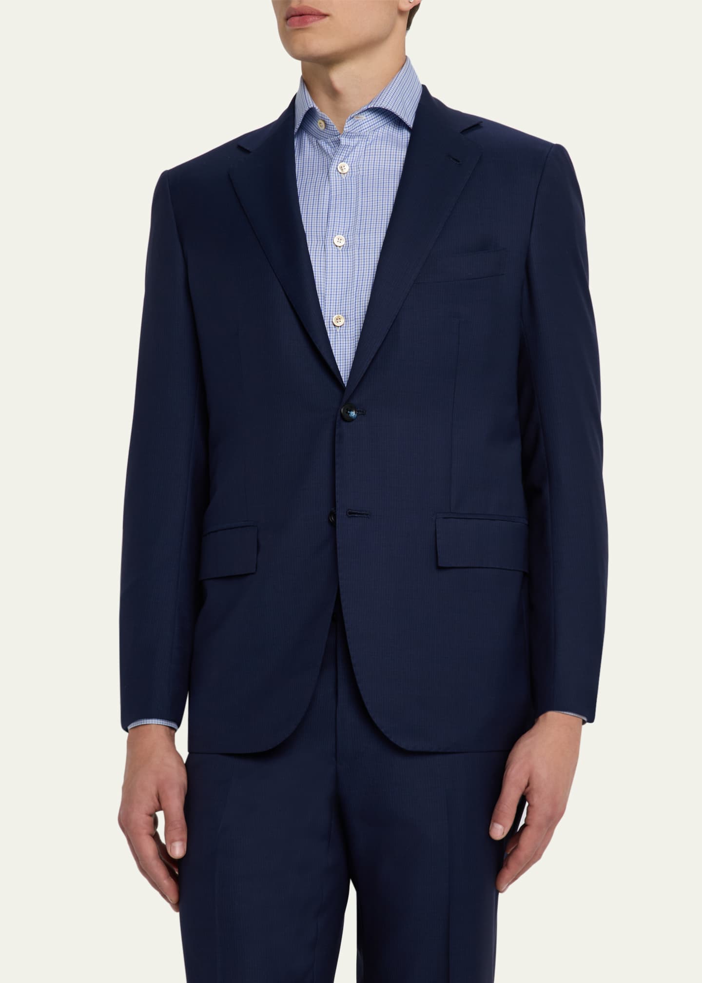 Kiton Men's Super 160s Tonal Micro-Stripe Suit Image 4 of 7