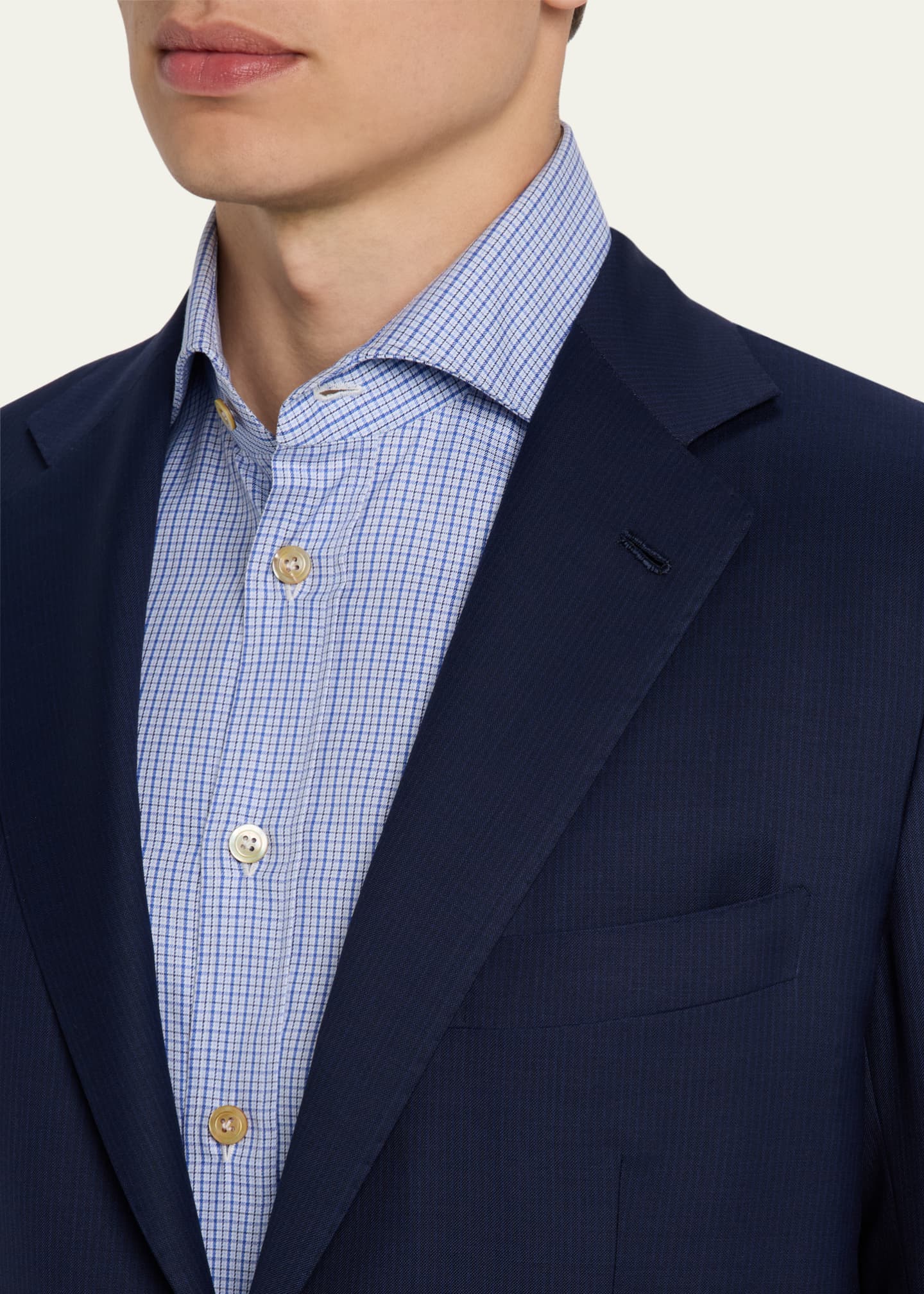 Kiton Men's Super 160s Tonal Micro-Stripe Suit Image 6 of 7
