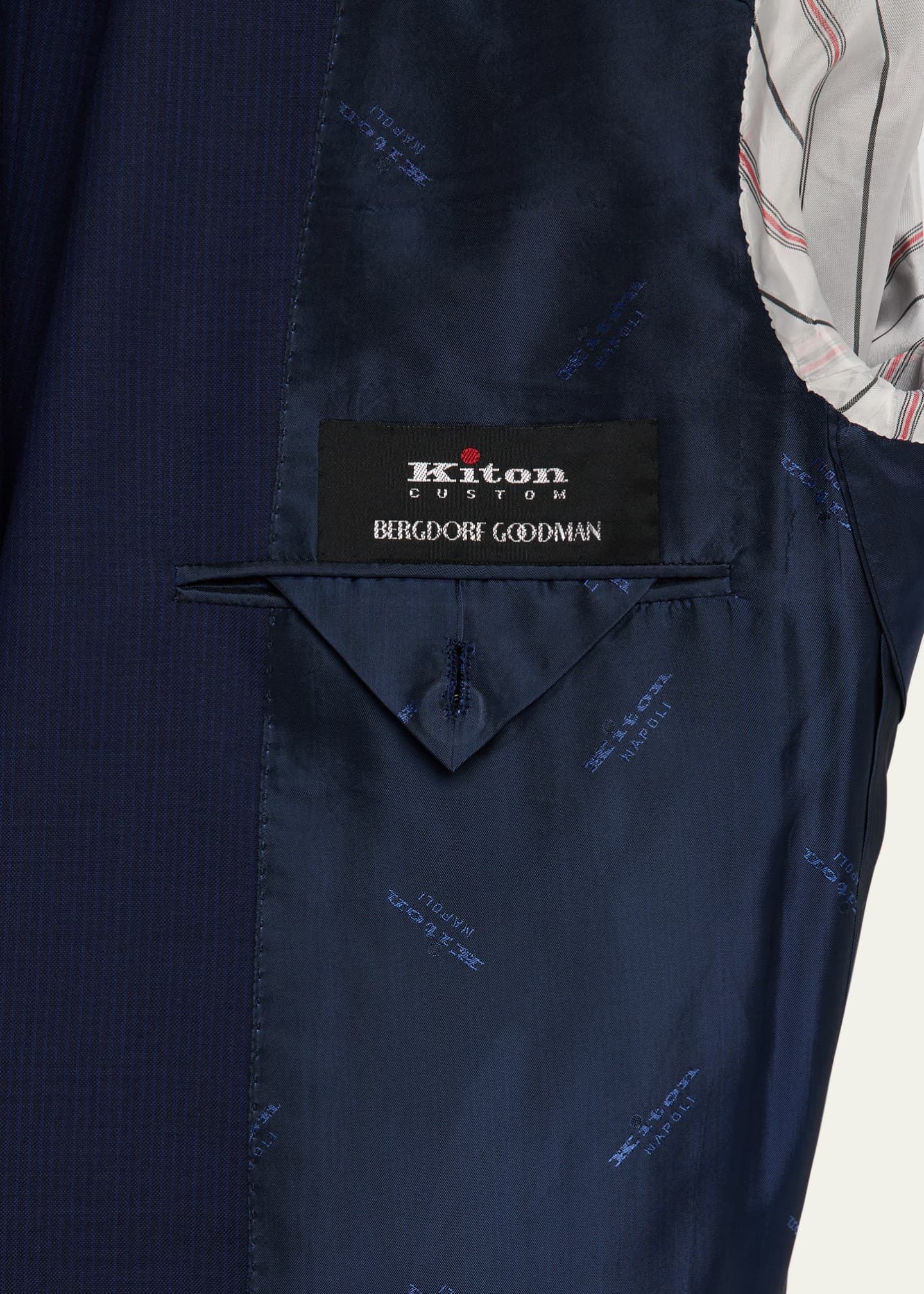 Kiton Men's Super 160s Tonal Micro-Stripe Suit Image 7 of 7
