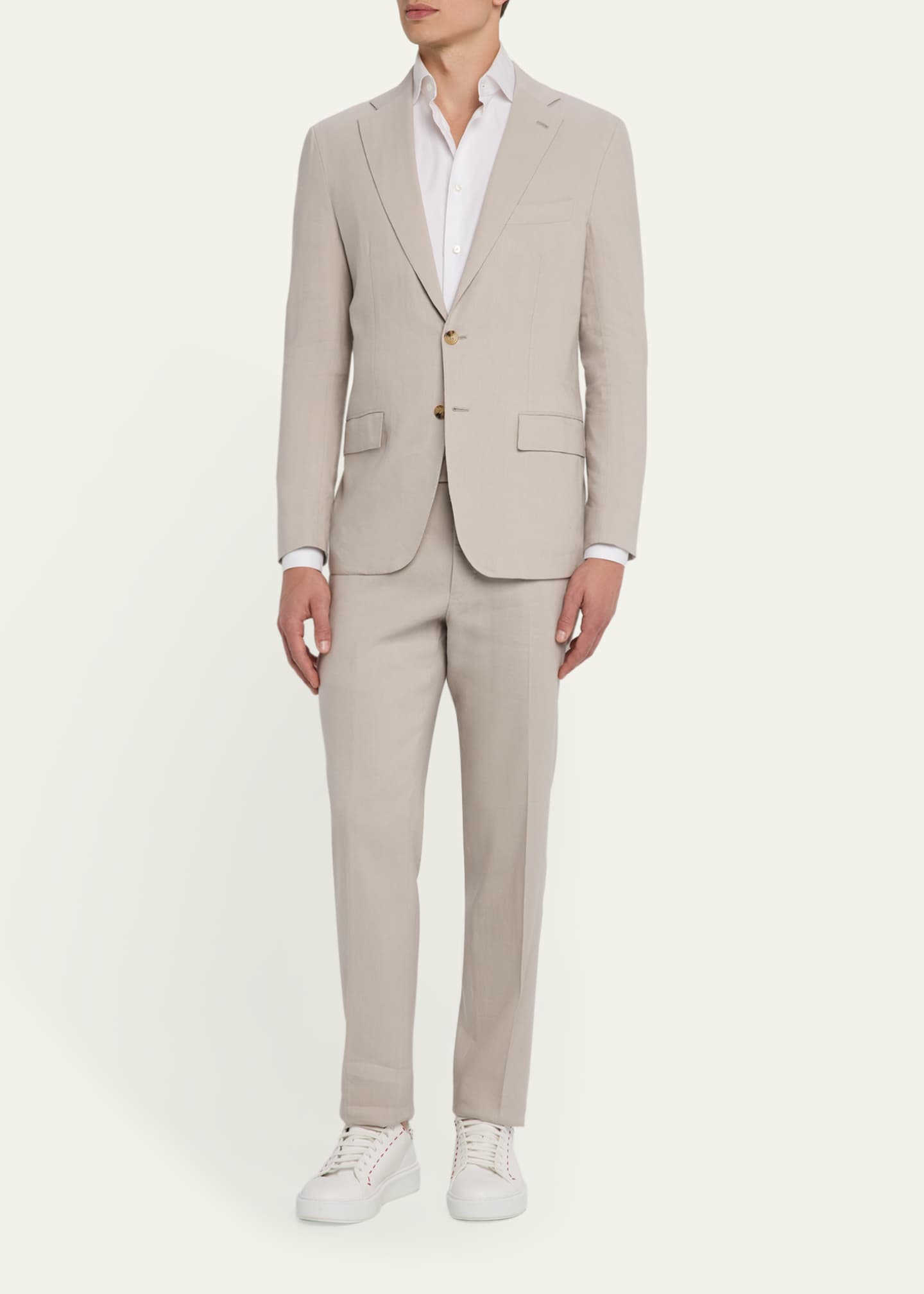 Kiton Men's Linen-Wool Solid Suit Image 2 of 8
