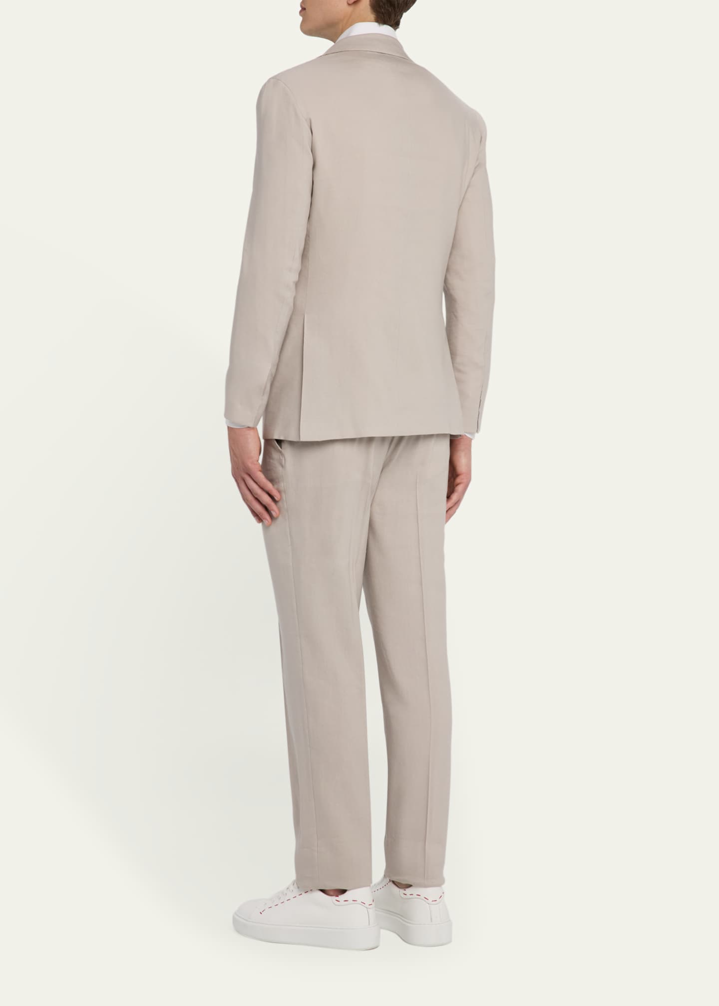 Kiton Men's Linen-Wool Solid Suit Image 3 of 8