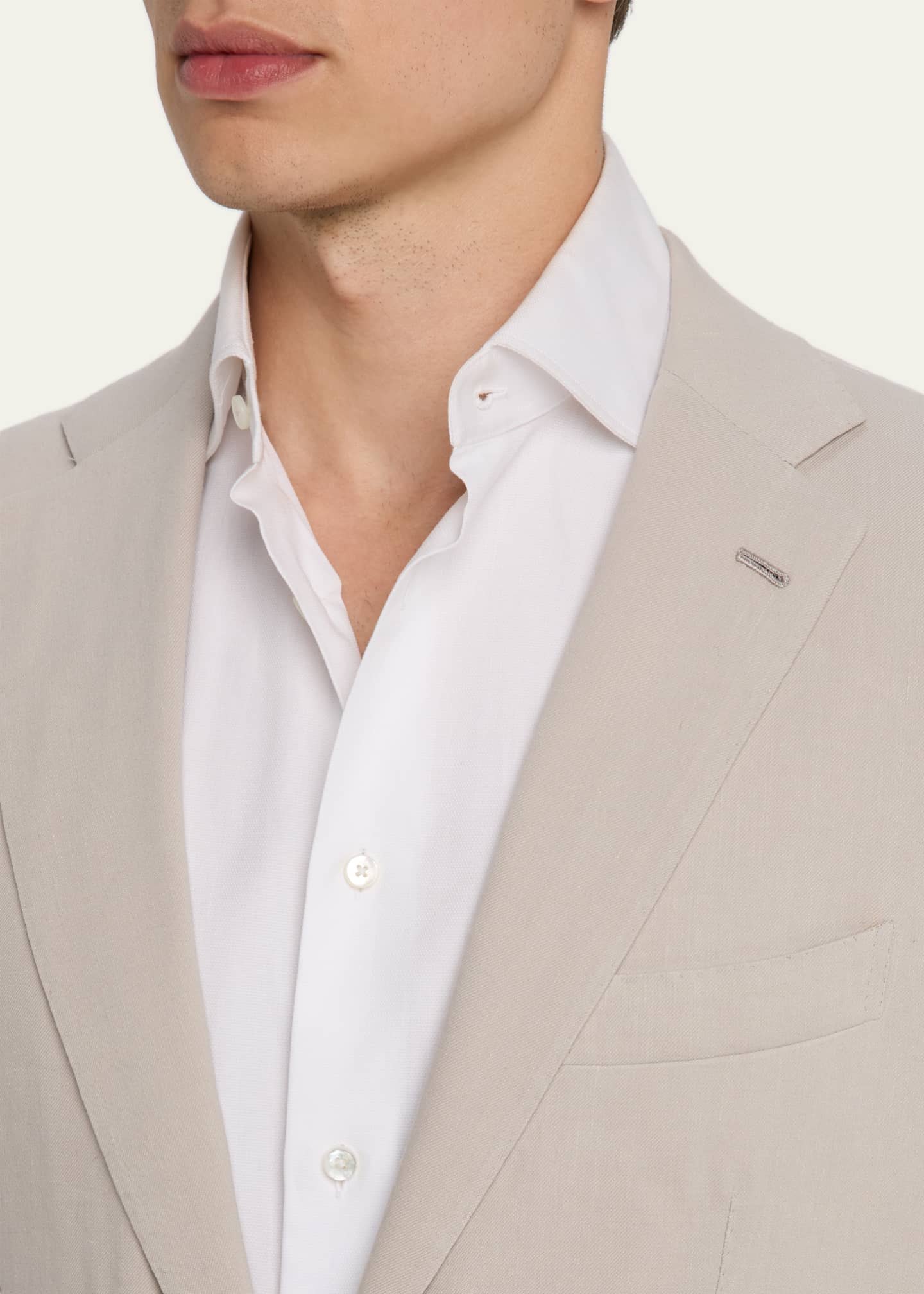 Kiton Men's Linen-Wool Solid Suit Image 6 of 8