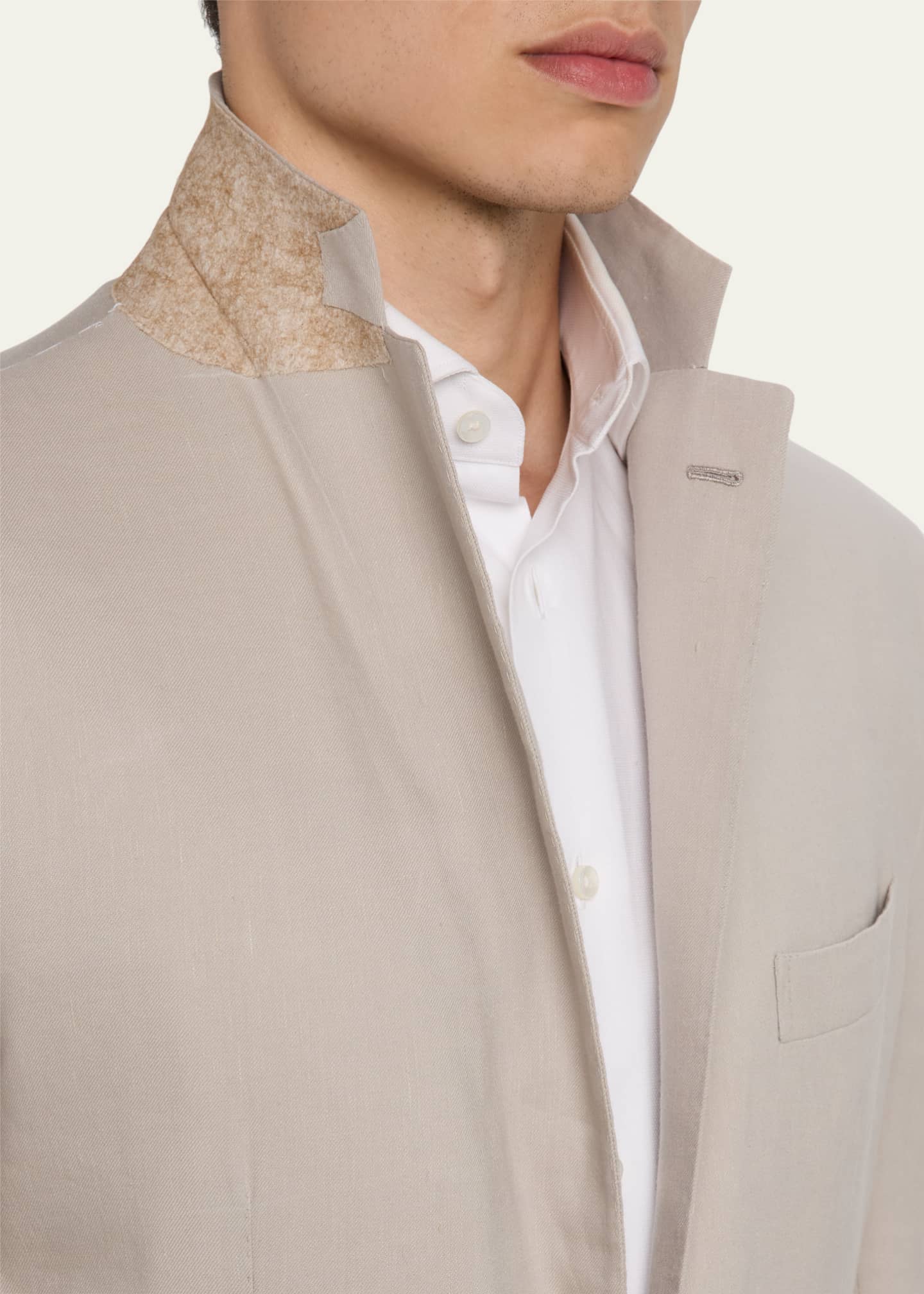 Kiton Men's Linen-Wool Solid Suit Image 8 of 8