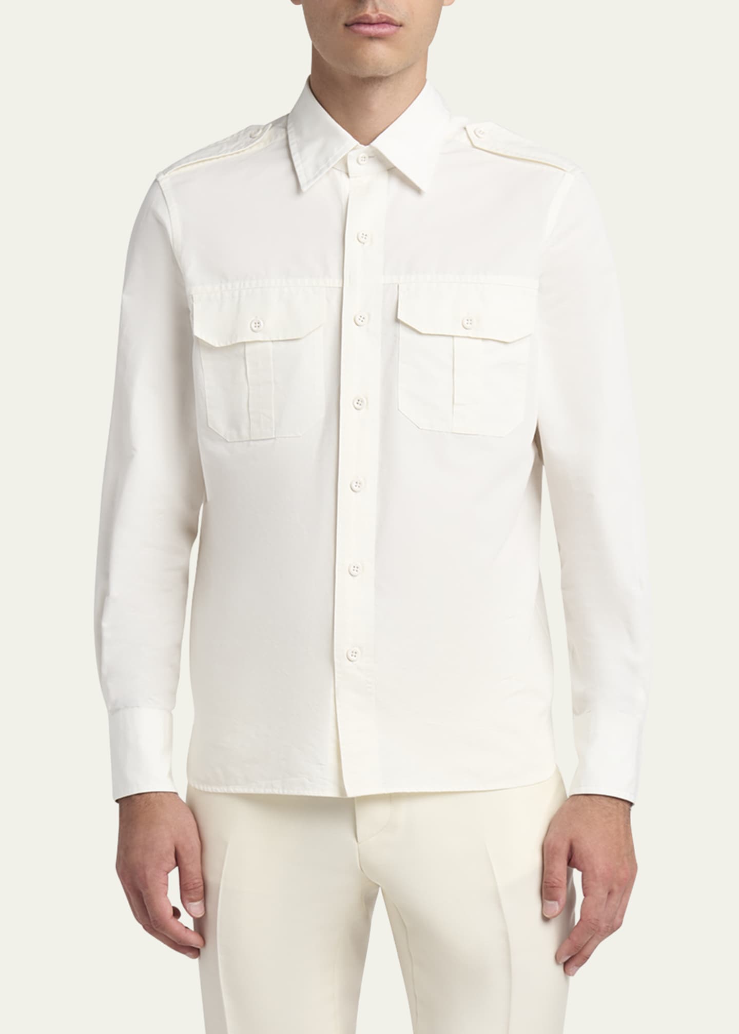 TOM FORD Men's Cotton-Silk Poplin Western Shirt Image 2 of 5