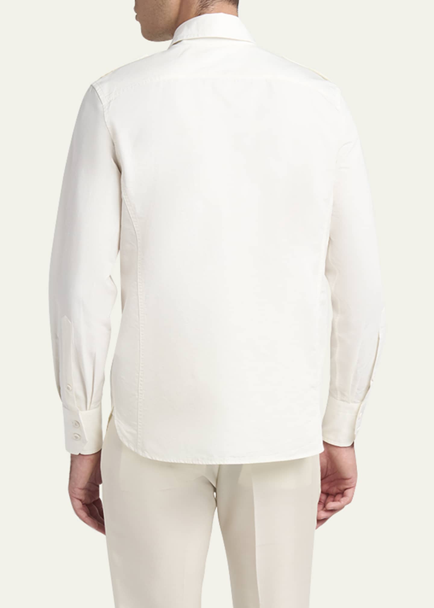 TOM FORD Men's Cotton-Silk Poplin Western Shirt Image 3 of 5