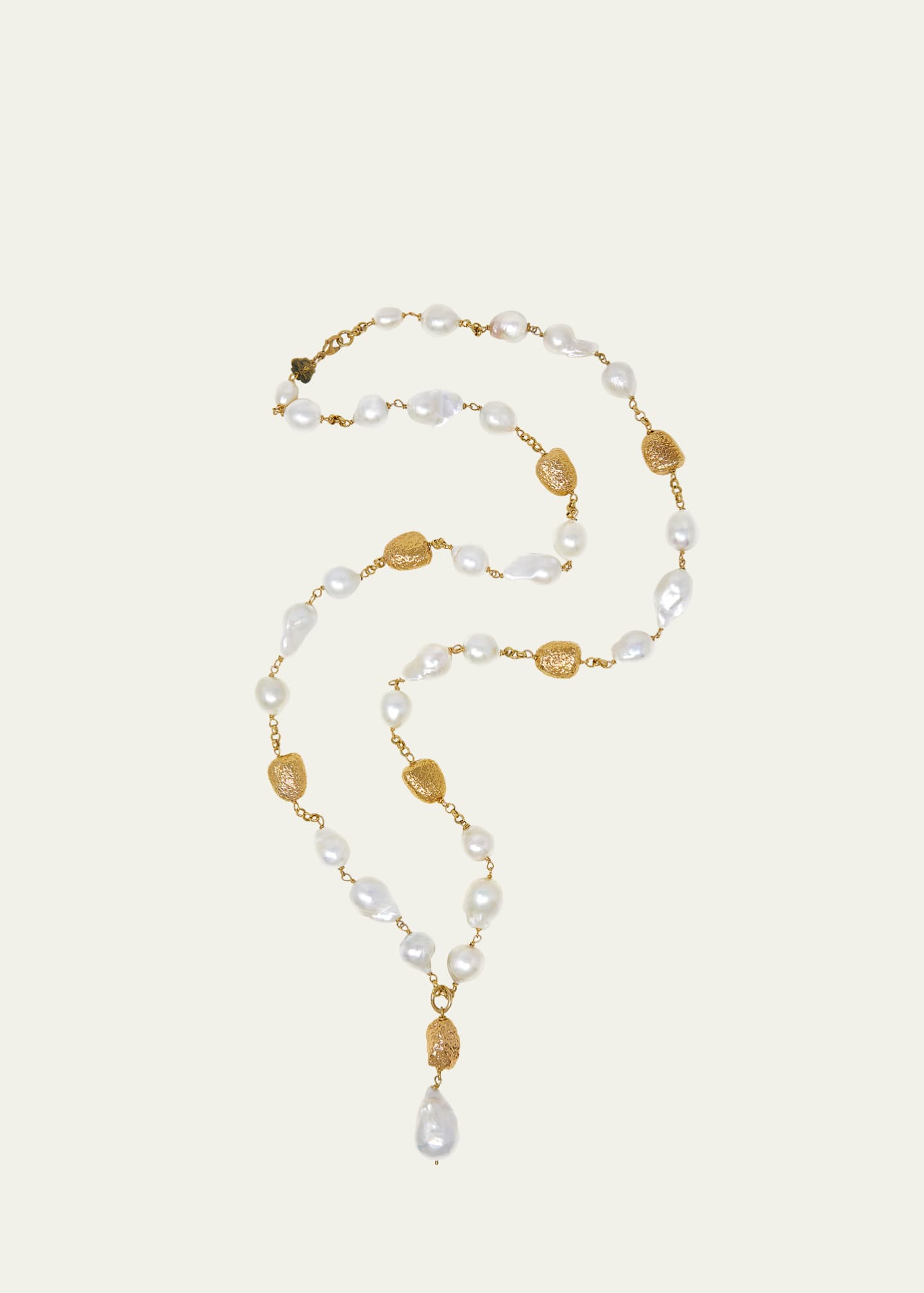 Grazia And Marica Vozza Yellow Gold and Freshwater Baroque Pearl Rosary Necklace