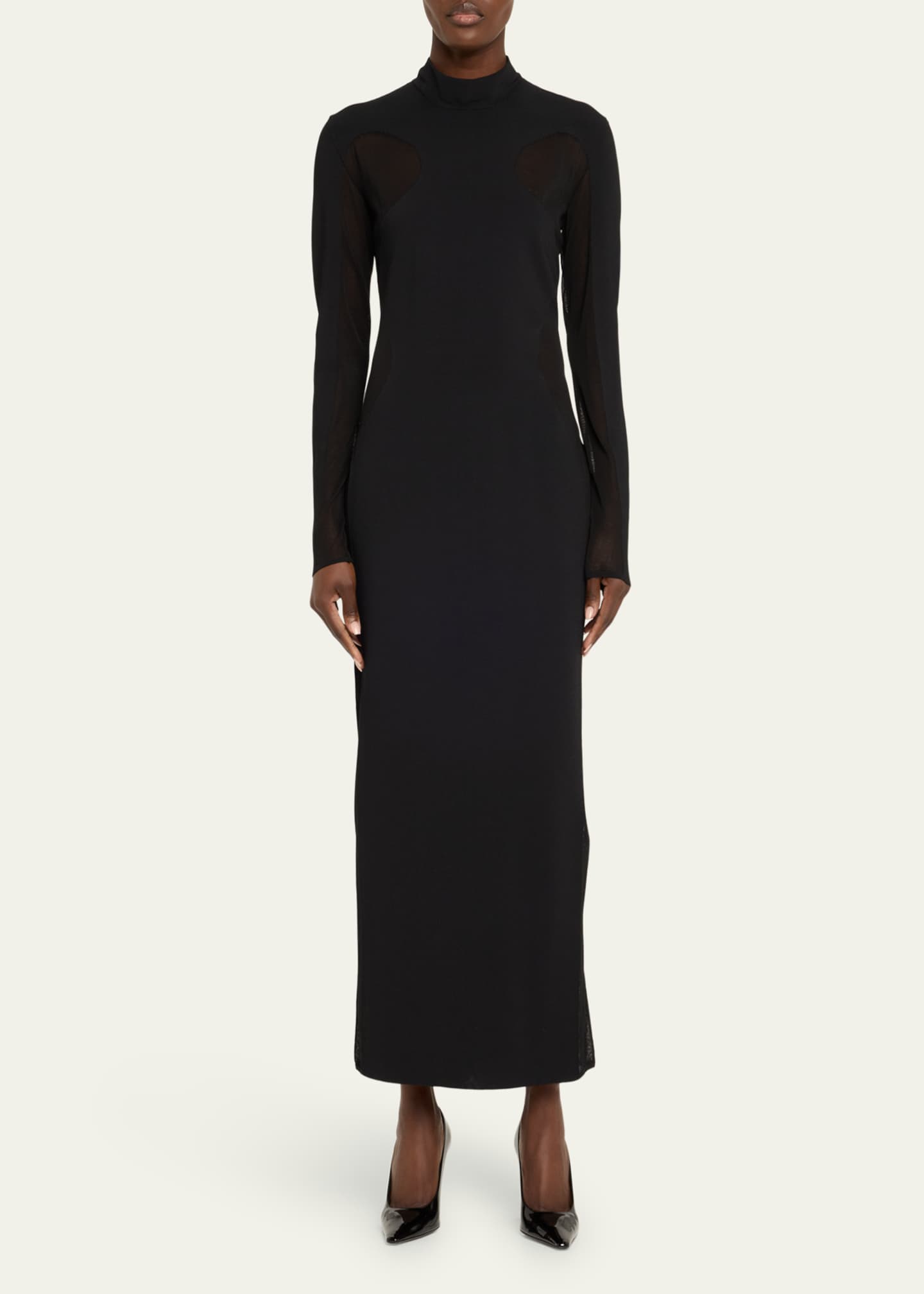 Stella McCartney Long Knit Miracle Body-Con Dress with Mesh Paneling Image 2 of 5