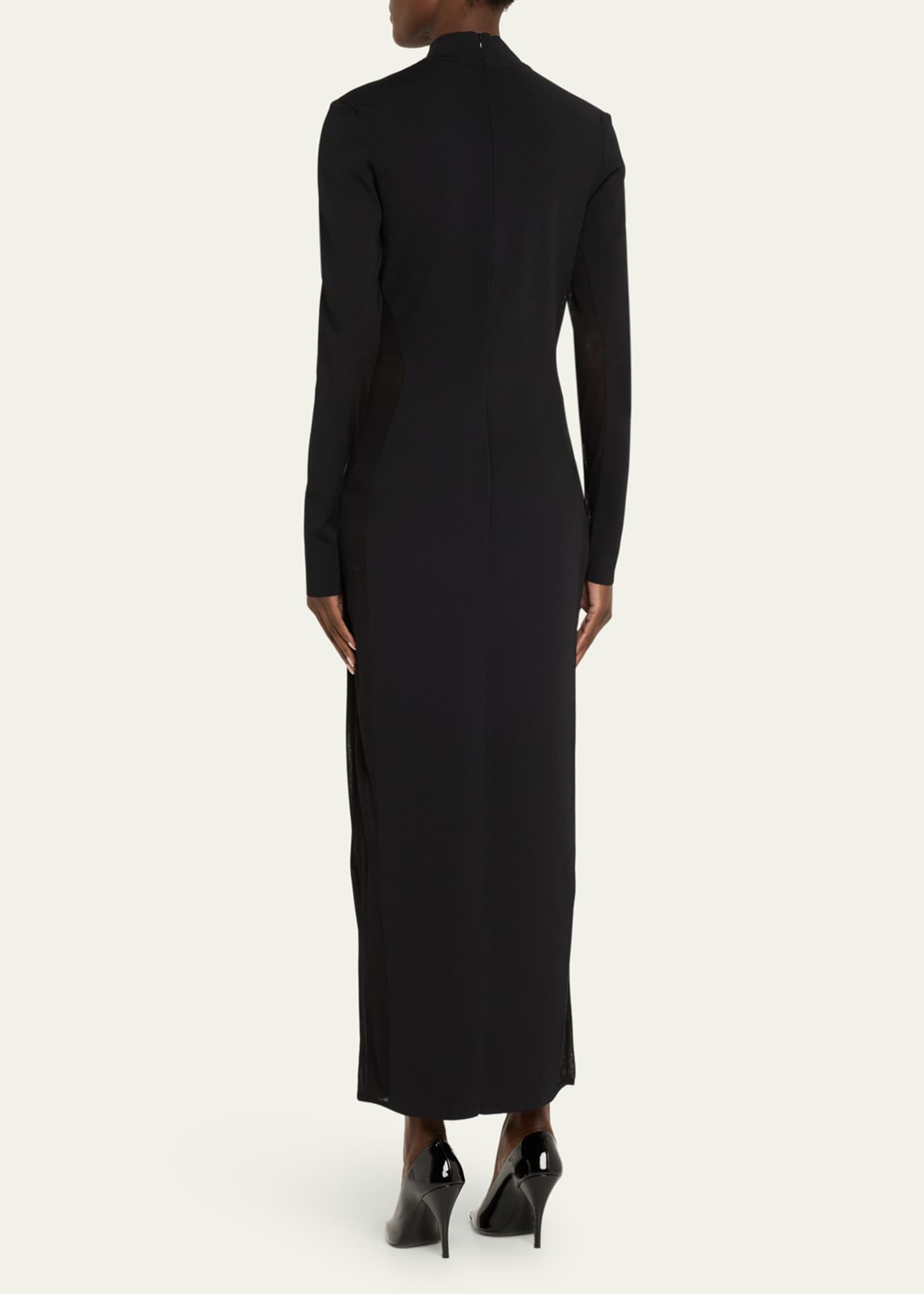 Stella McCartney Long Knit Miracle Body-Con Dress with Mesh Paneling Image 3 of 5