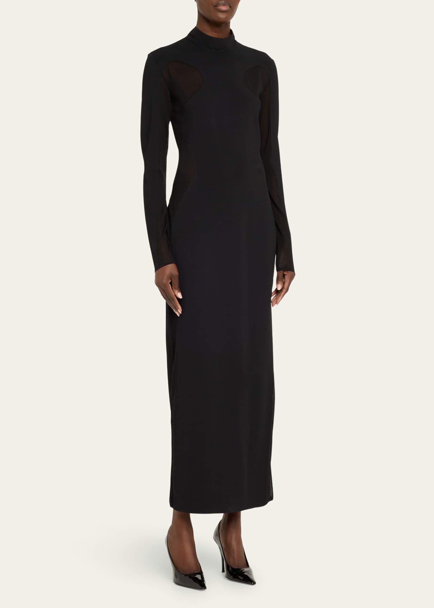 Stella McCartney Long Knit Miracle Body-Con Dress with Mesh Paneling Image 4 of 5