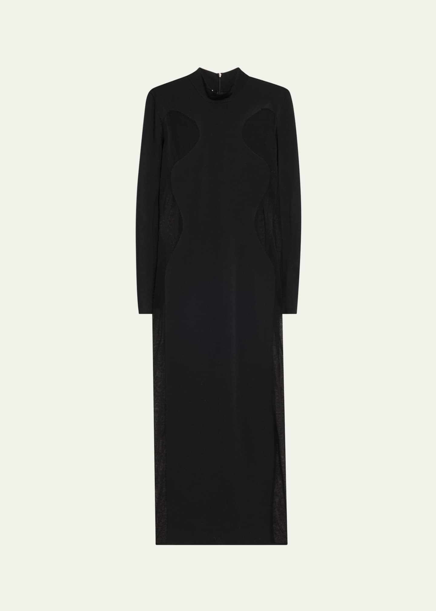 Stella McCartney Long Knit Miracle Body-Con Dress with Mesh Paneling Image 1 of 5